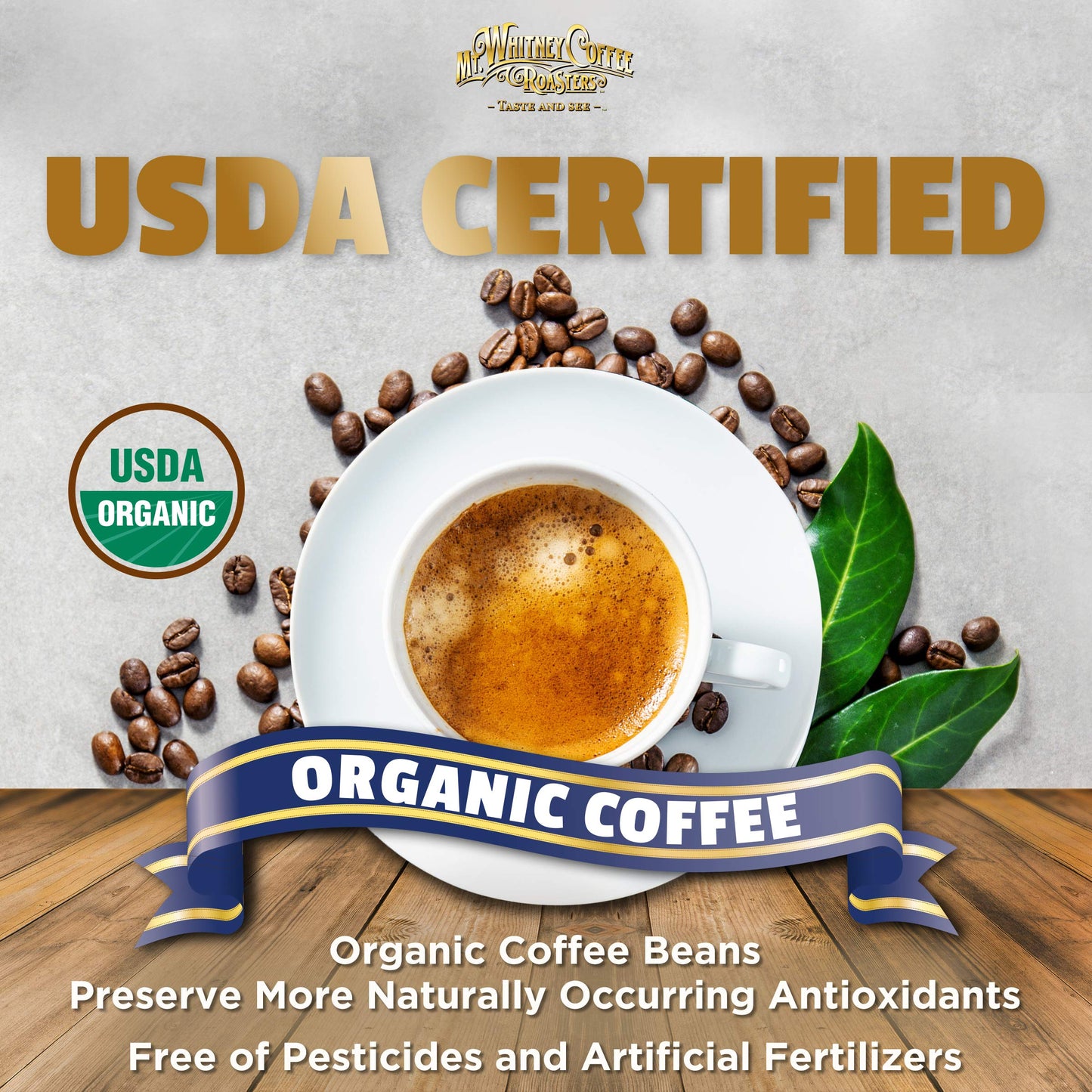 Mt. Whitney Coffee Roasters Organic Swiss Water Decaf Coffee, Low Acid, Whole Bean, 5 Lb, 80 Ounce