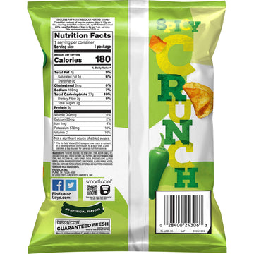 Lay'S Kettle Cooked Potato Chips, 40% Less Fat Jalapeo Cheddar, 1.375 Ounce (Pack Of 64)