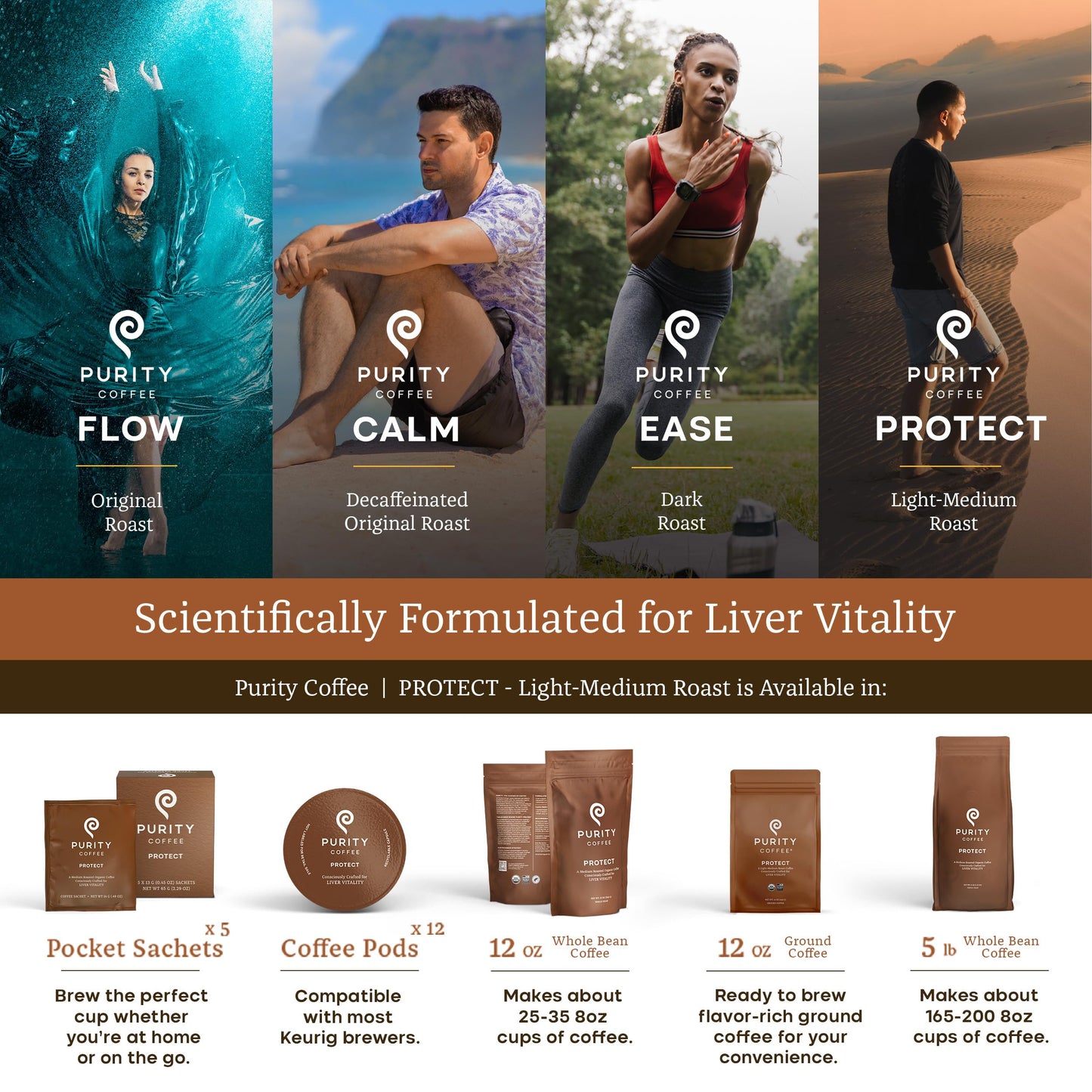 Purity Coffee PROTECT Light-Medium Roast Ground Coffee for Liver Vitality - USDA Organic and Third-Party Tested for Antioxidants  Mold  Mycotoxins and Pesticides - 12oz (Purity Protect  light_roast) | Ground| PROTECT