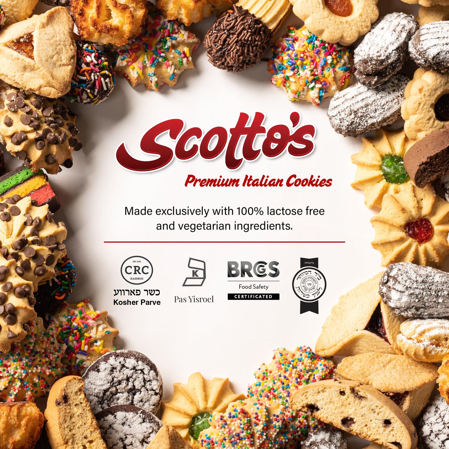 Scottos Cookies Assorted Chocolate Chip Cookies - Pack of 18, 8.5 x 8.5 x 2.3 inches, Gourmet Birthday   with Rainbow Sprinkles