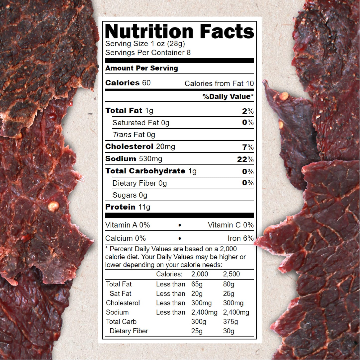 Hardtimes Handcrafted Beef Jerky - Black Pepper Flavor - 8 Oz. Canister