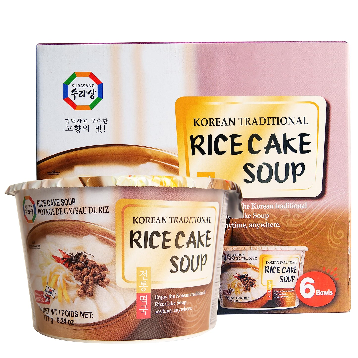 Surasang Tteokguk, Korean Rice Cake Soup, Simple and Nourishing New Year's Soup 6.3 Ounce, Pack of 6