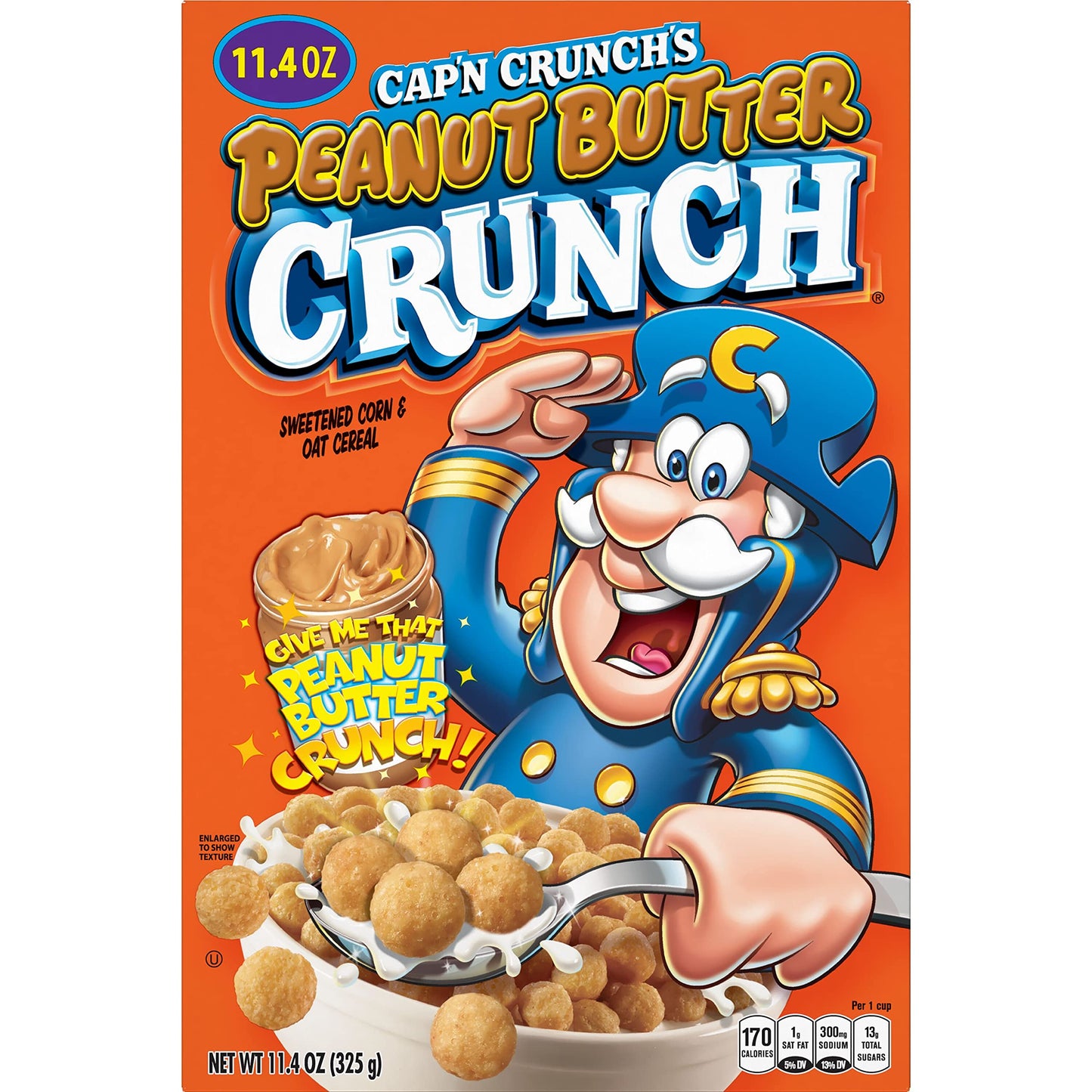 CapN Crunch Breakfast Cereal, Peanut Butter Crunch, 11.4oz Box