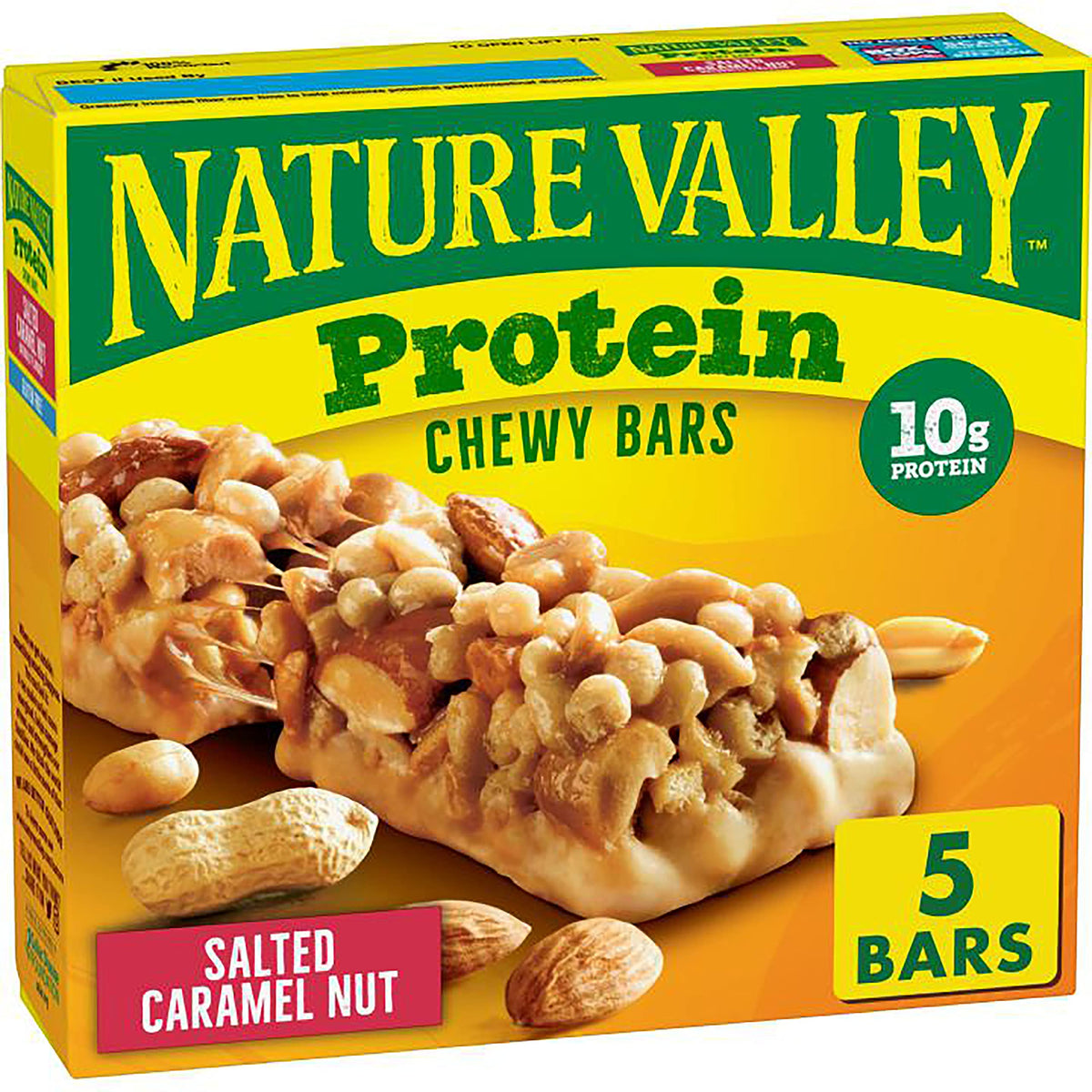 Nature Valley Chewy Protein Granola Bars, Salted Caramel Nut, 5 Bars, 7.1 Oz