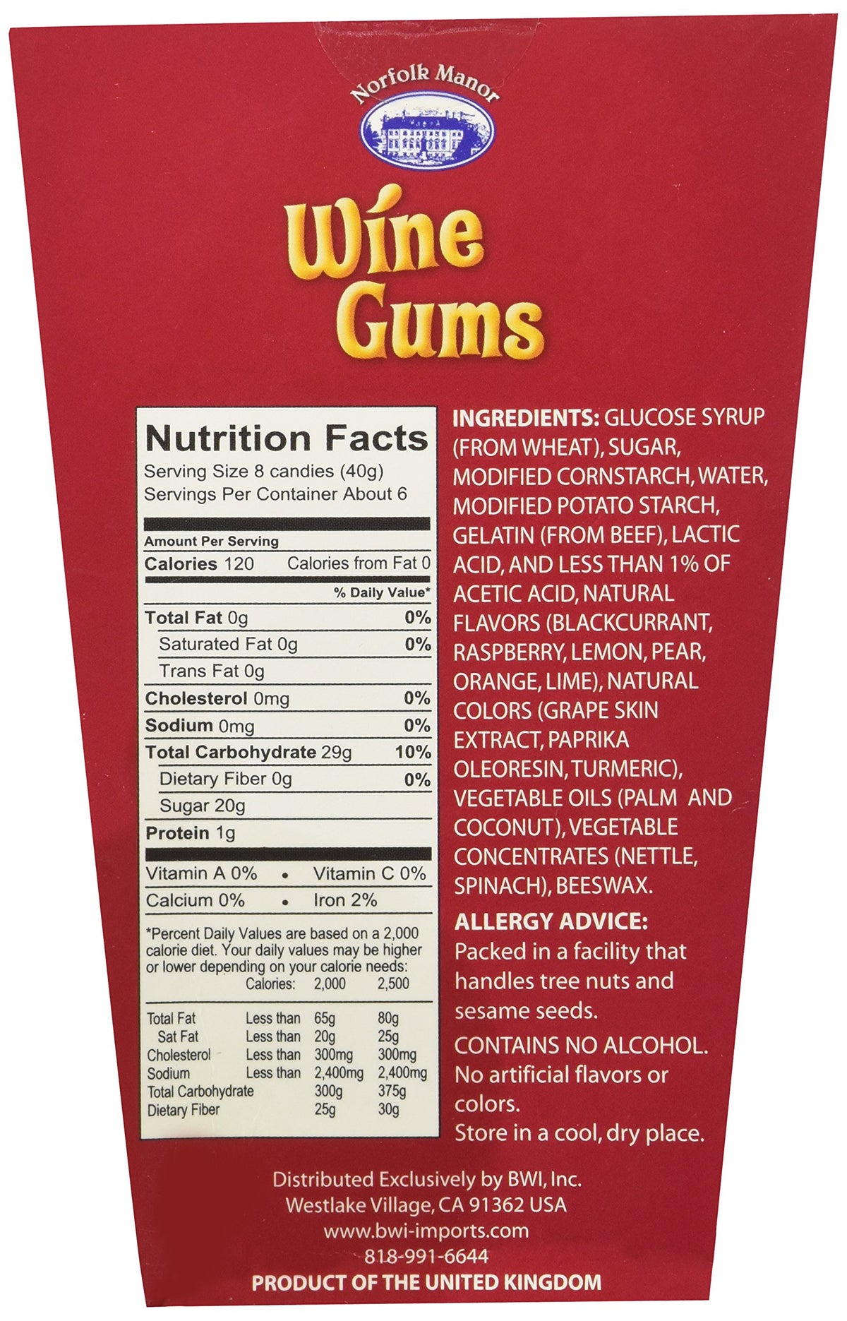 Norfolk Manor Wine Gums, 8.8 oz, Pack of 1, Chewy Candy, Assorted Flavors
