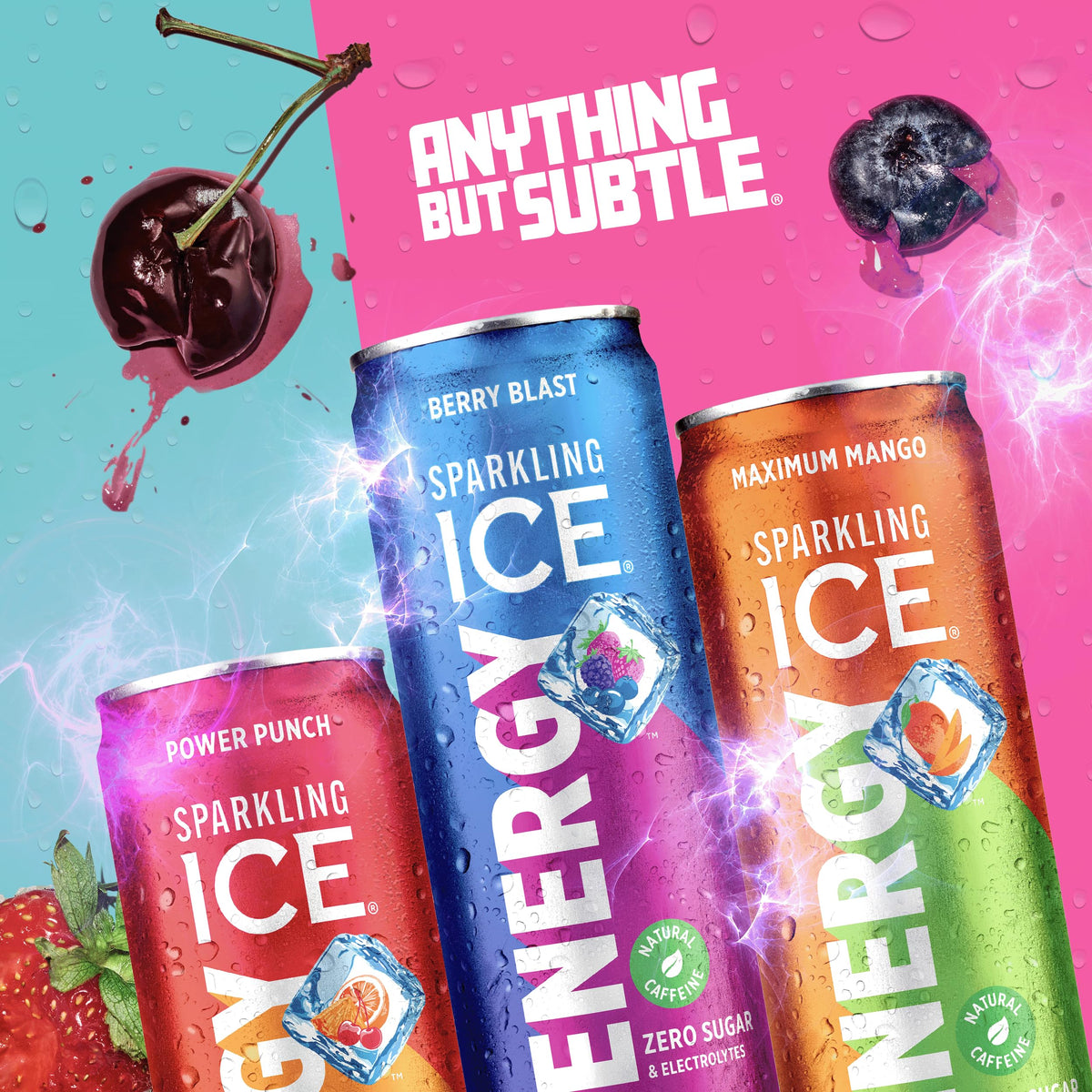 Sparkling Ice Energy Variety Pack - 12 Fl Oz Cans, Zero Sugar, Vitamins & Antioxidants, Berry Blast, Maximum Mango, Power Punch Flavors