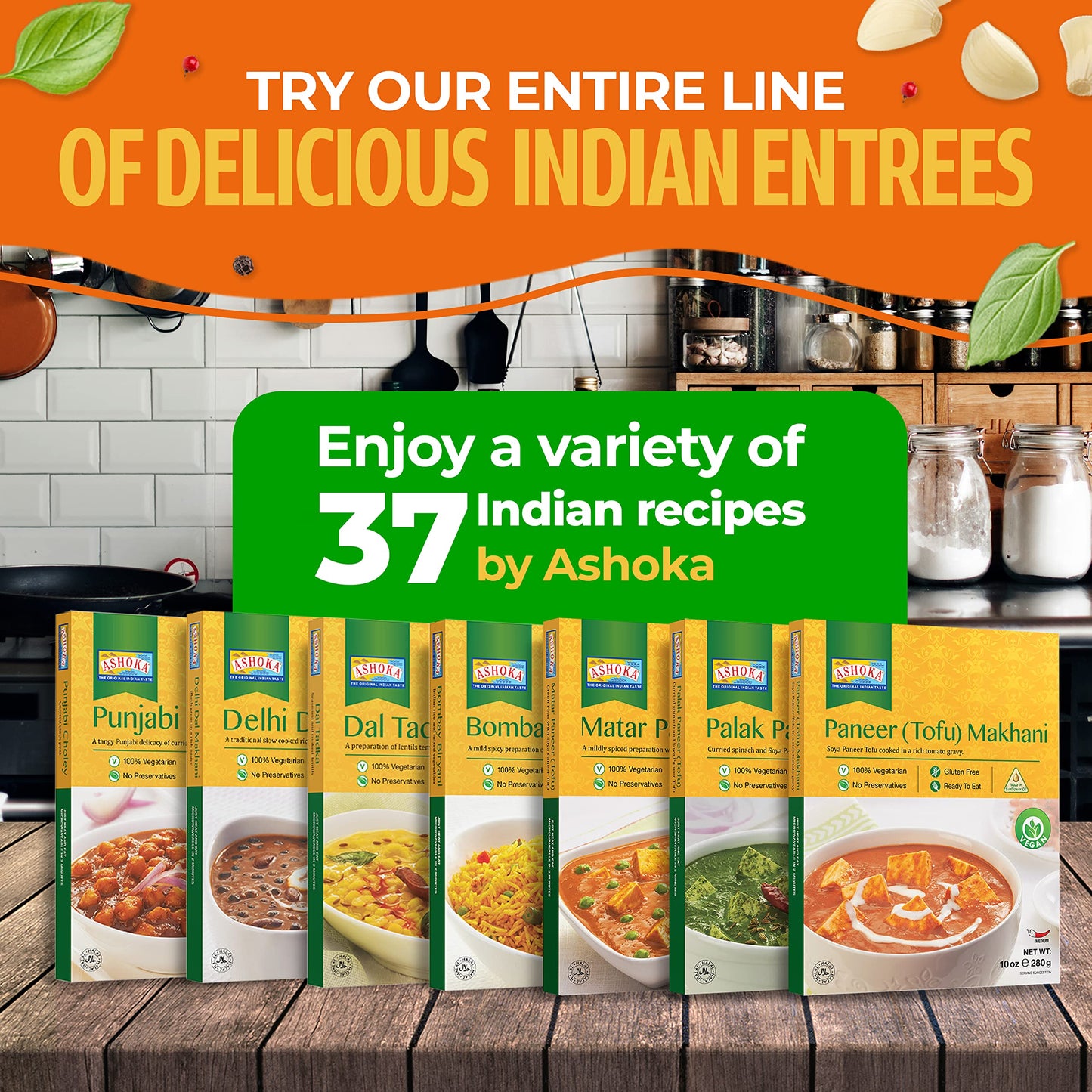 Ashoka Ready To Heat Vegan Curries 1932, Fenugreek Leaves & Green Peas, All-Natural Curry, Shahi Methi Matar, Kosher Certified, Camping Friendly Indian Food, Gluten-Free, No Preservatives, Pack Of 1