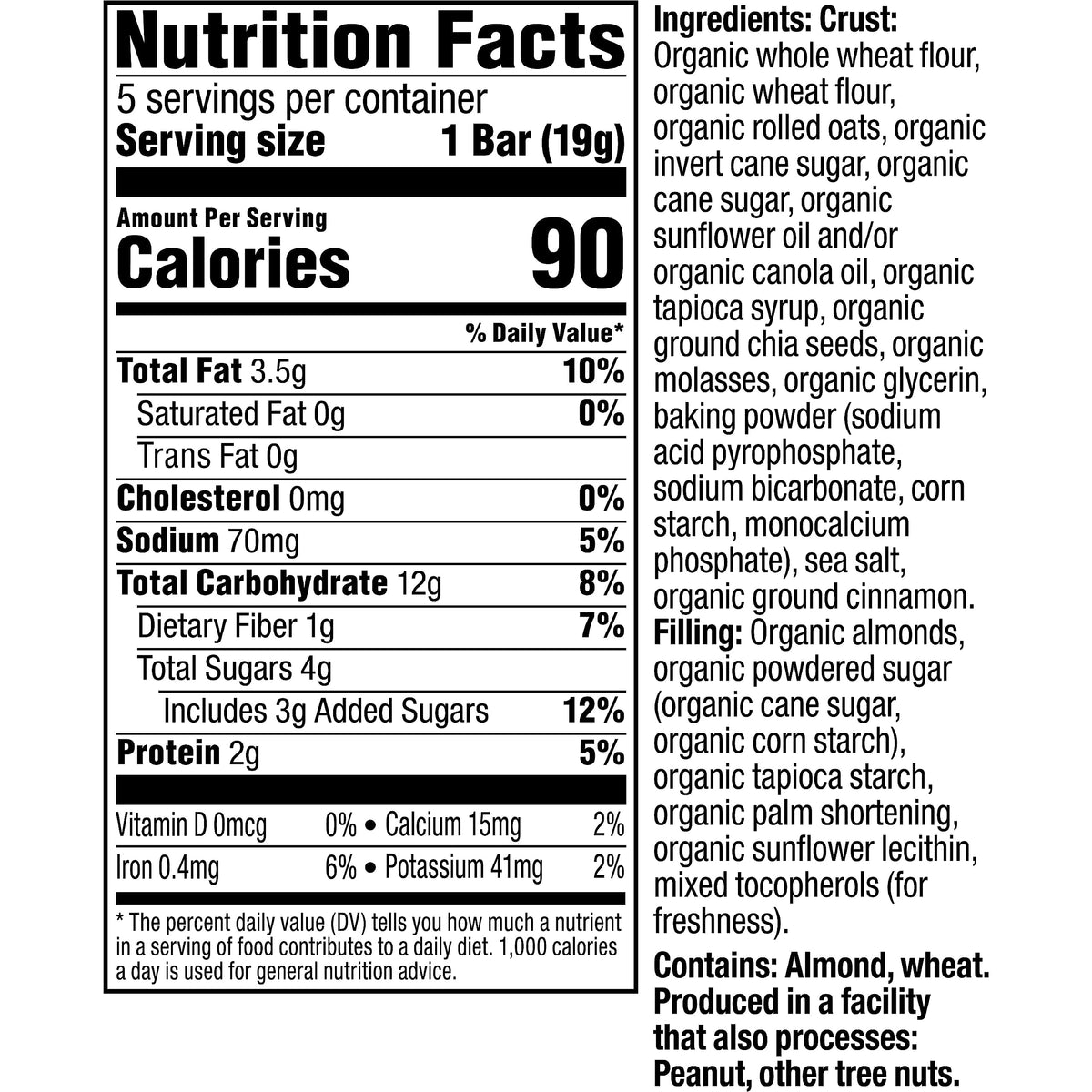 Plum Organics Mighty Nut Butter Bars - Almond Butter - 0.67 Oz Bars (Pack Of 40) - Organic Toddler Food Multigrain Snack Bars