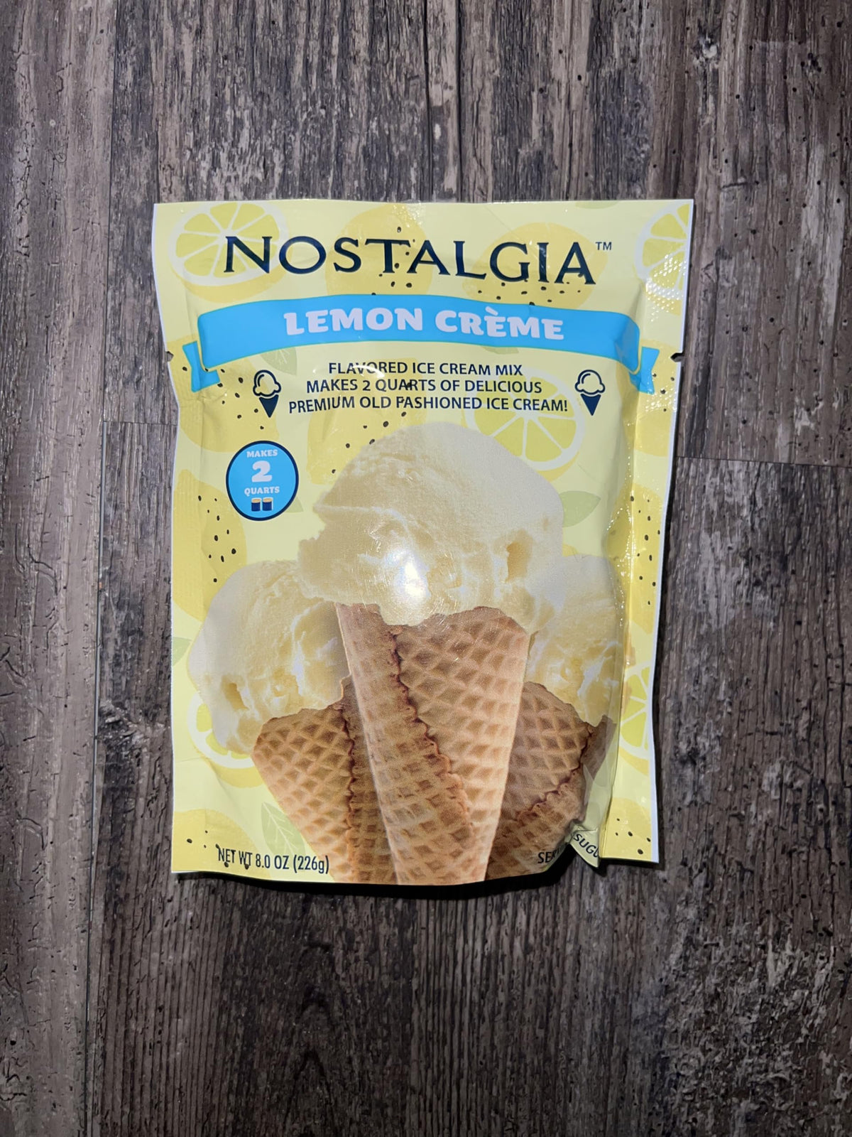 Nostalgia 2-Quart Homemade Premium Lemon Crme Ice Cream Starter Mix