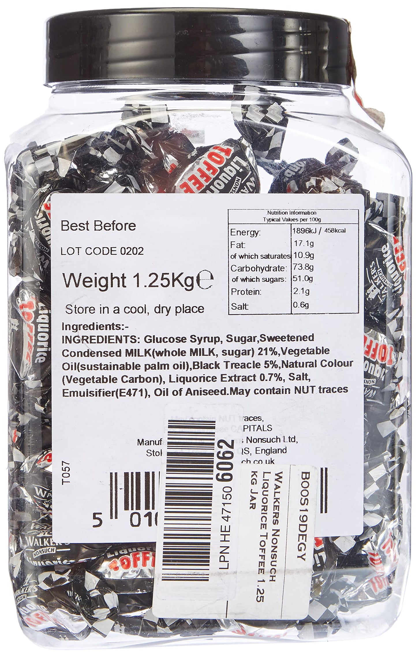 Walkers Liquorice Toffee 1.25Kg Jar