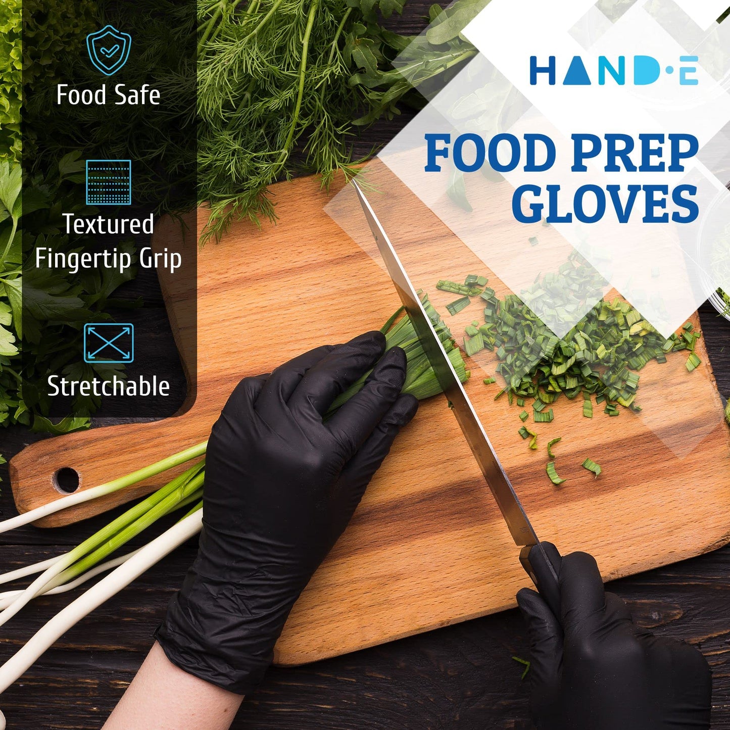 Hand-E Touch Black Nitrile Disposable Gloves Small, 100 Count - Bbq, Tattoo, Hair Dye, Cooking, Mechanic Gloves - Powder And Lat
