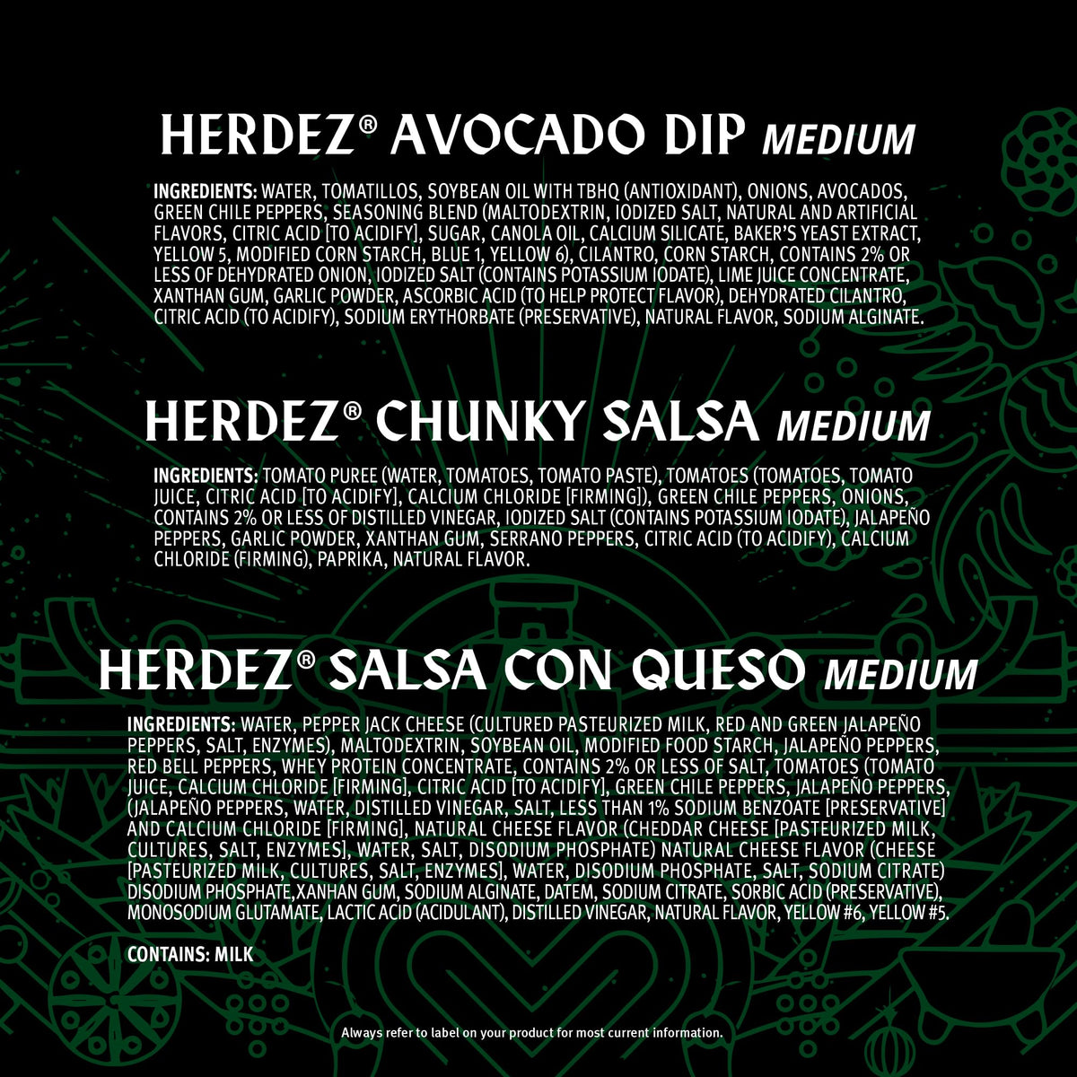 HERDEZ Salsa Dipping Variety 3 Pack - NEW! Chunky Medium, Salsa Con Queso, Avocado Dip Medium - Authentic Mexican Flavor Dips fo