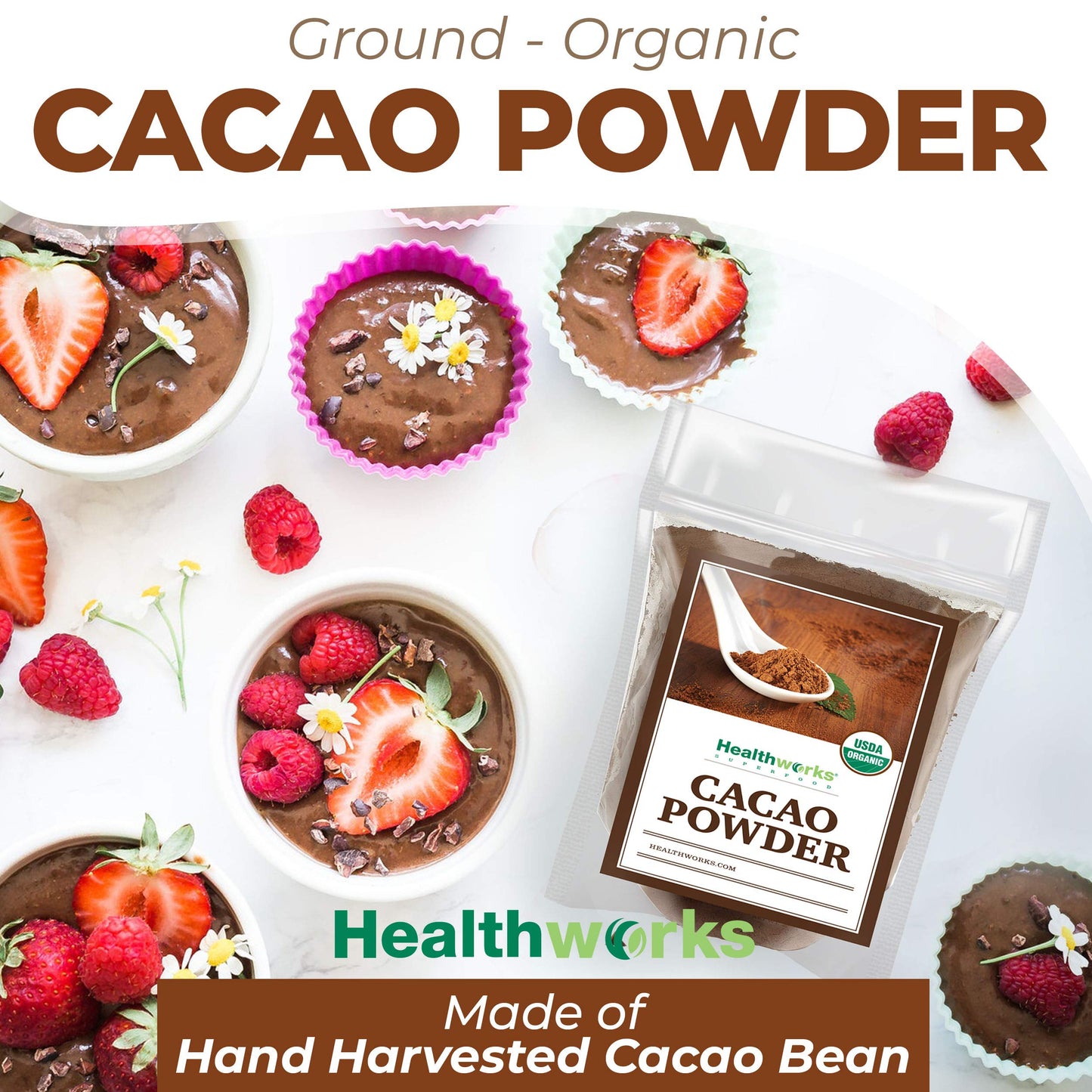 Healthworks Superfoods Organic Cacao Powder - 80 Oz / 5 Lb - Cocoa Chocolate Substitute - Rich Choclate Flavour - Sugar-Free, Ke