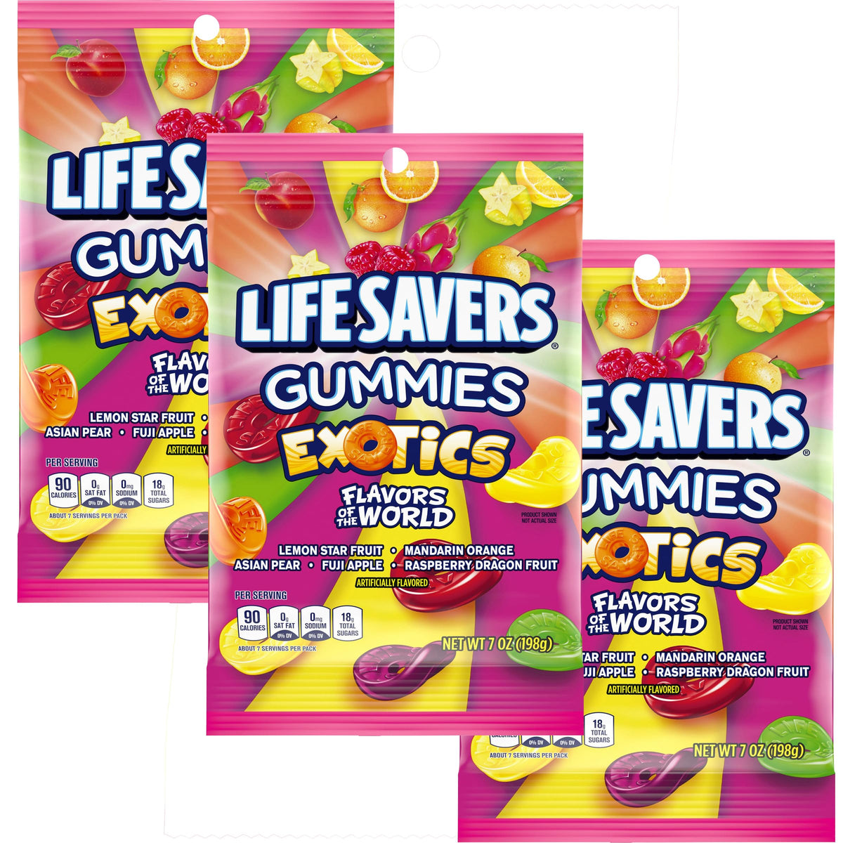 Exotics Gummies, 7oz Gummy Bag (3 Pack), Gummy Candy