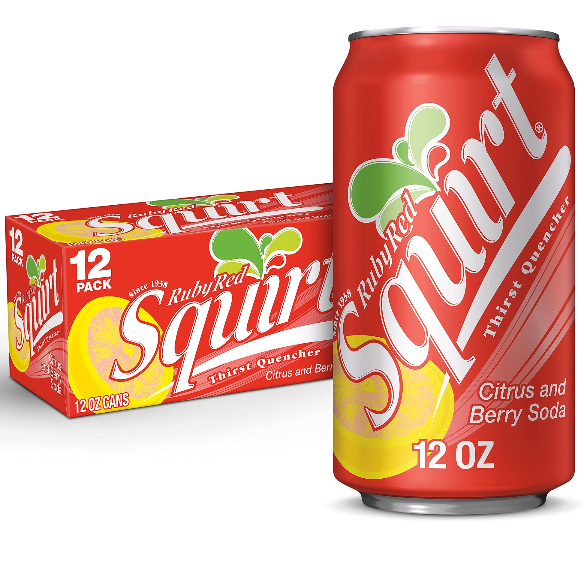 Squirt Ruby Red Grapefruit Soda, 12 fl oz Cans, 12 Pack