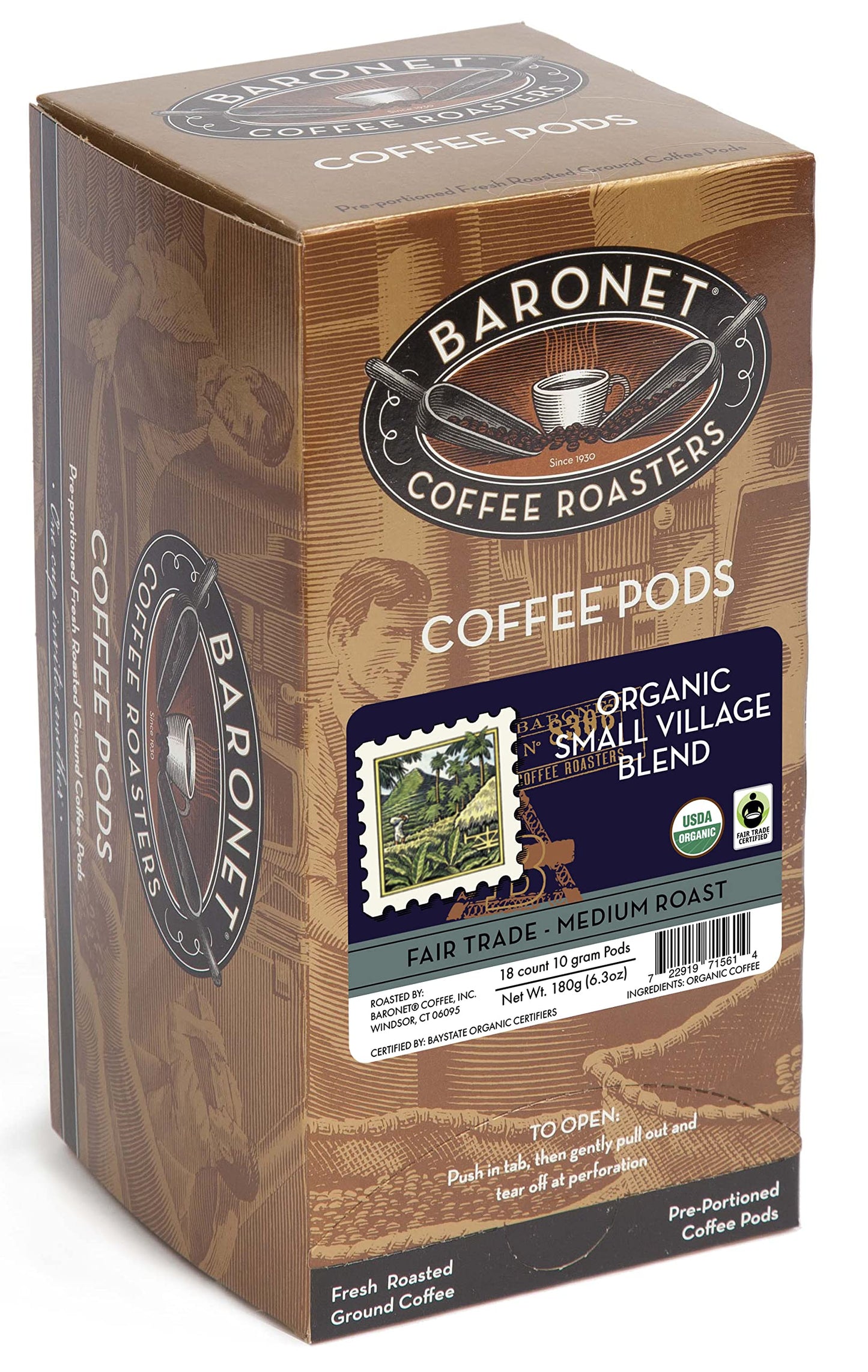 Baronet Coffee Pods, Organic Fair Trade, Medium Roast, 54 Count, Single Serve Cups