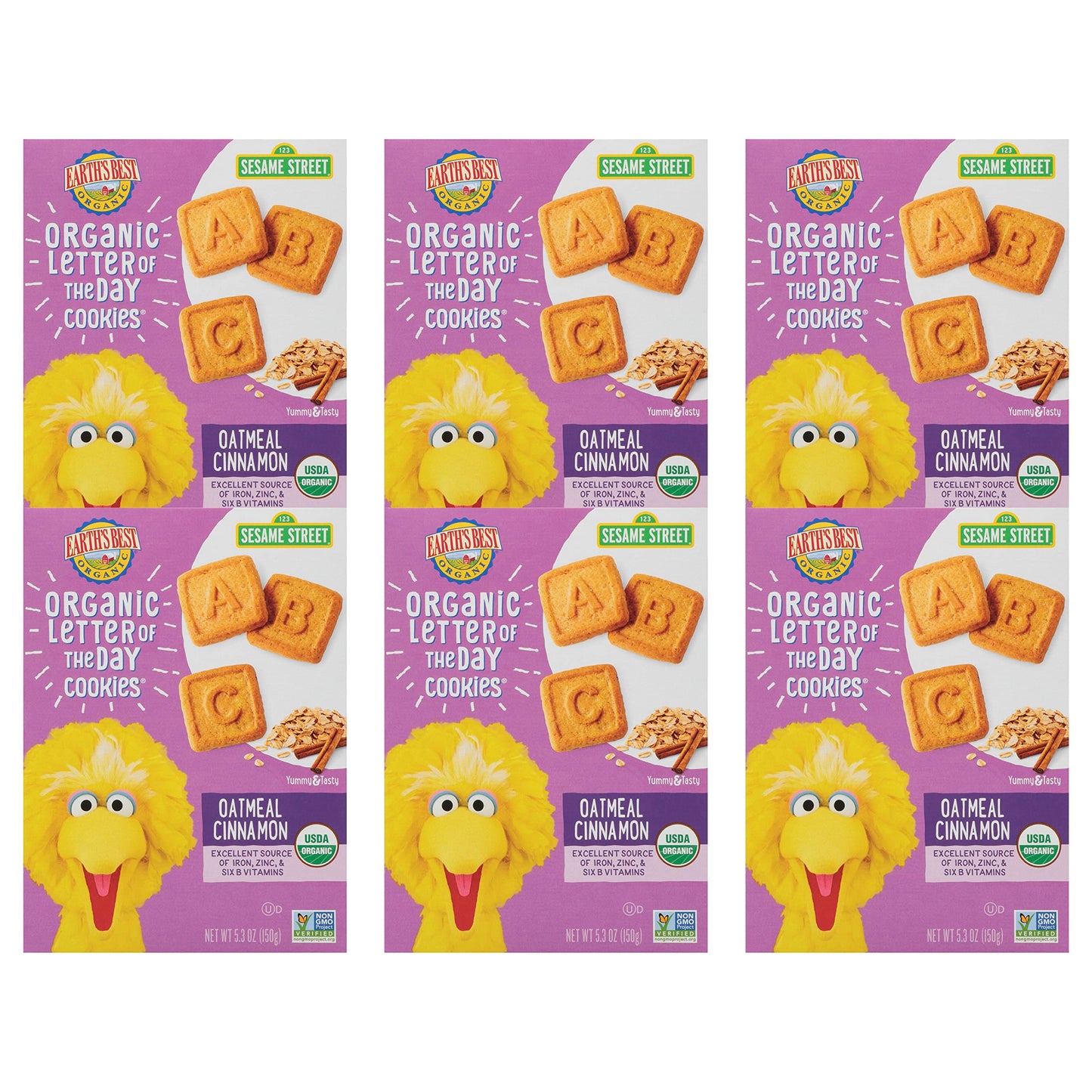 Earth's Best Organic Kids Snacks, Sesame Street Toddler Snacks, Organic Letter of the Day Cookies for Toddlers 2 Years and Older