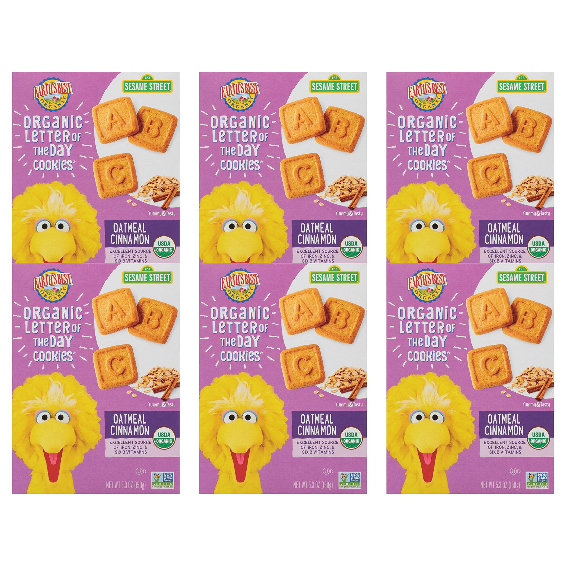Earth's Best Organic Kids Snacks, Sesame Street Toddler Snacks, Organic Letter of the Day Cookies for Toddlers 2 Years and Older