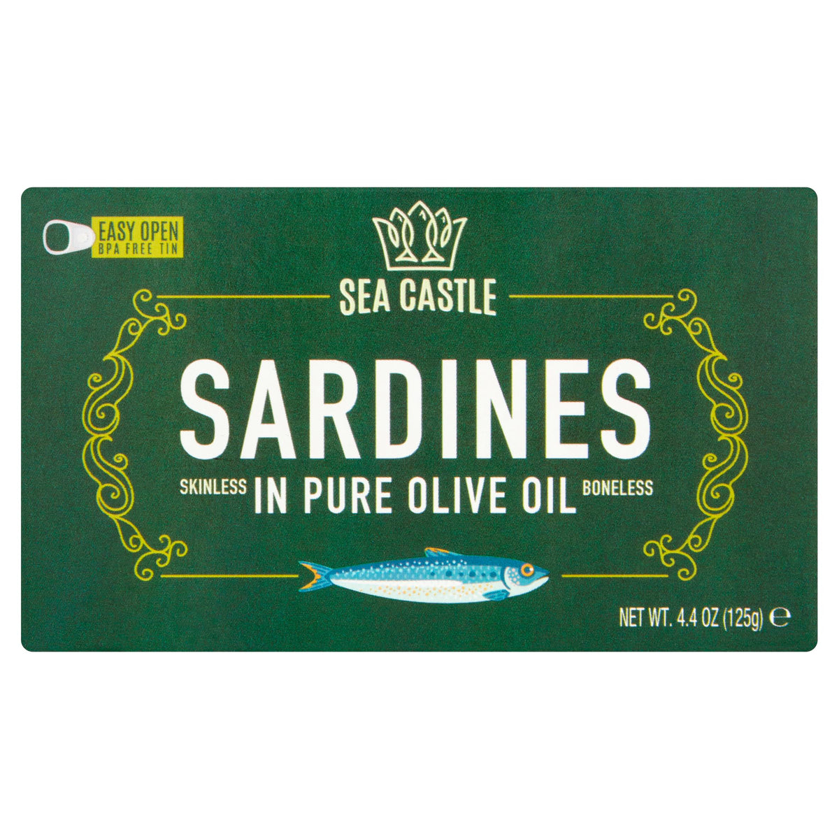 Sea Castle Skinless & Boneless Sardine in Olive Oil, 4.4 oz