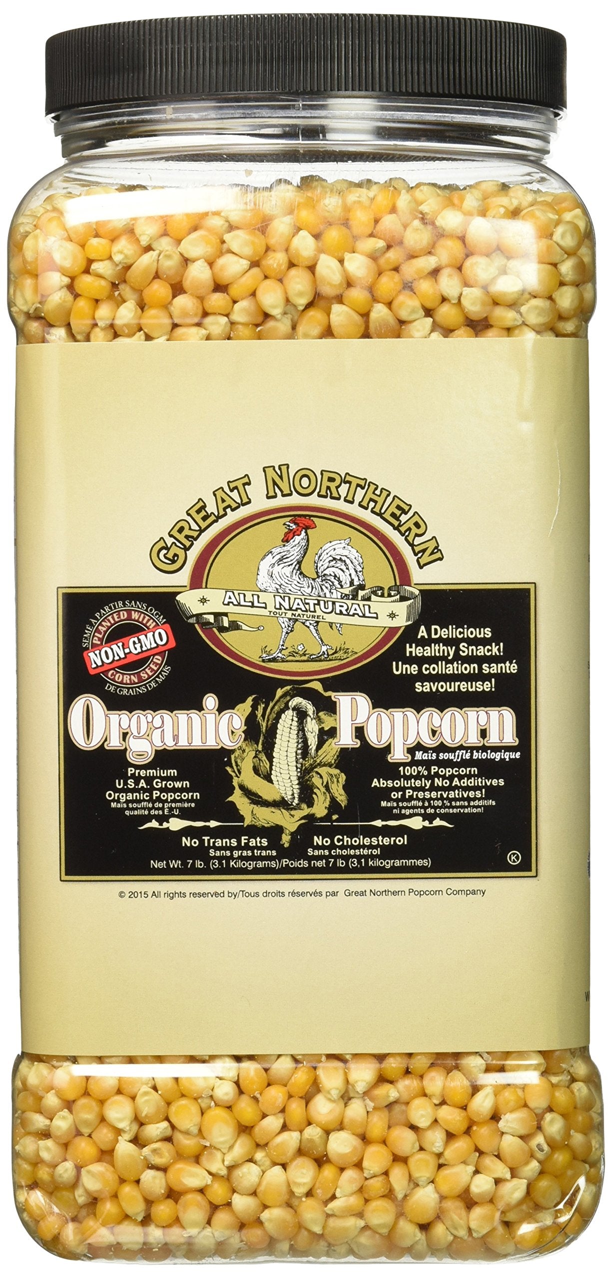 Great Northern Popcorn Organic Popcorn Kernels, 7lbs Resealable Jug, Suitable for Microwave and Stovetop, Model 4220 GNP