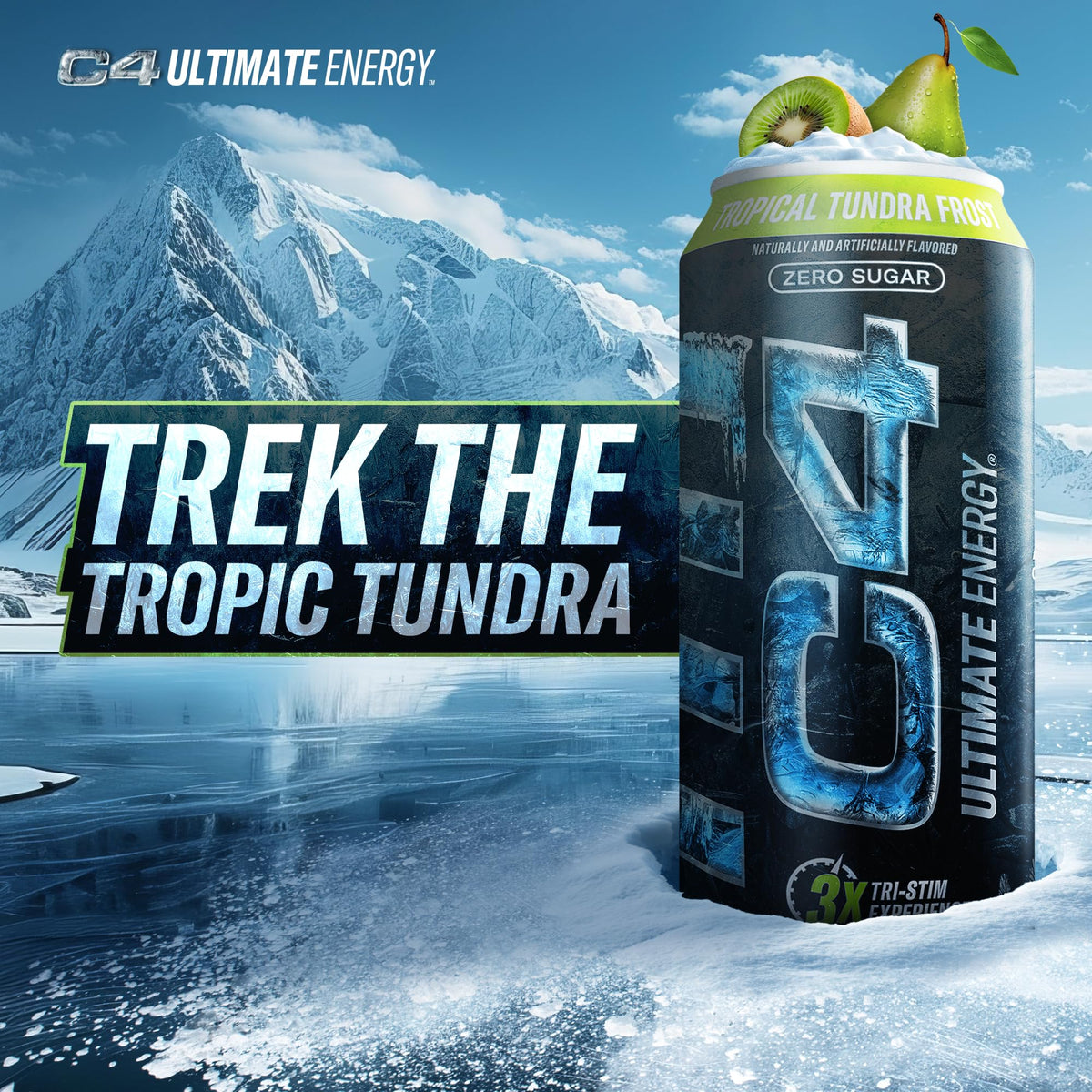 Cellucor C4 Ultimate Pre Workout Energy Drink - Sugar Free, 300mg Caffeine, Tropical Tundra Frost, 16 Fl Oz (Pack of 12)