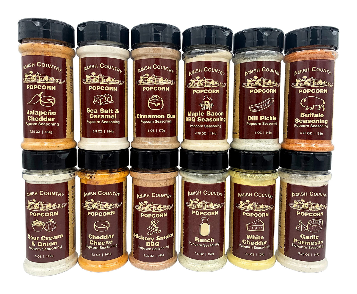 Amish Country Popcorn | 12 Pack Mixed Seasoning Bundle | Old Fashioned, Non-GMO and Gluten Free
