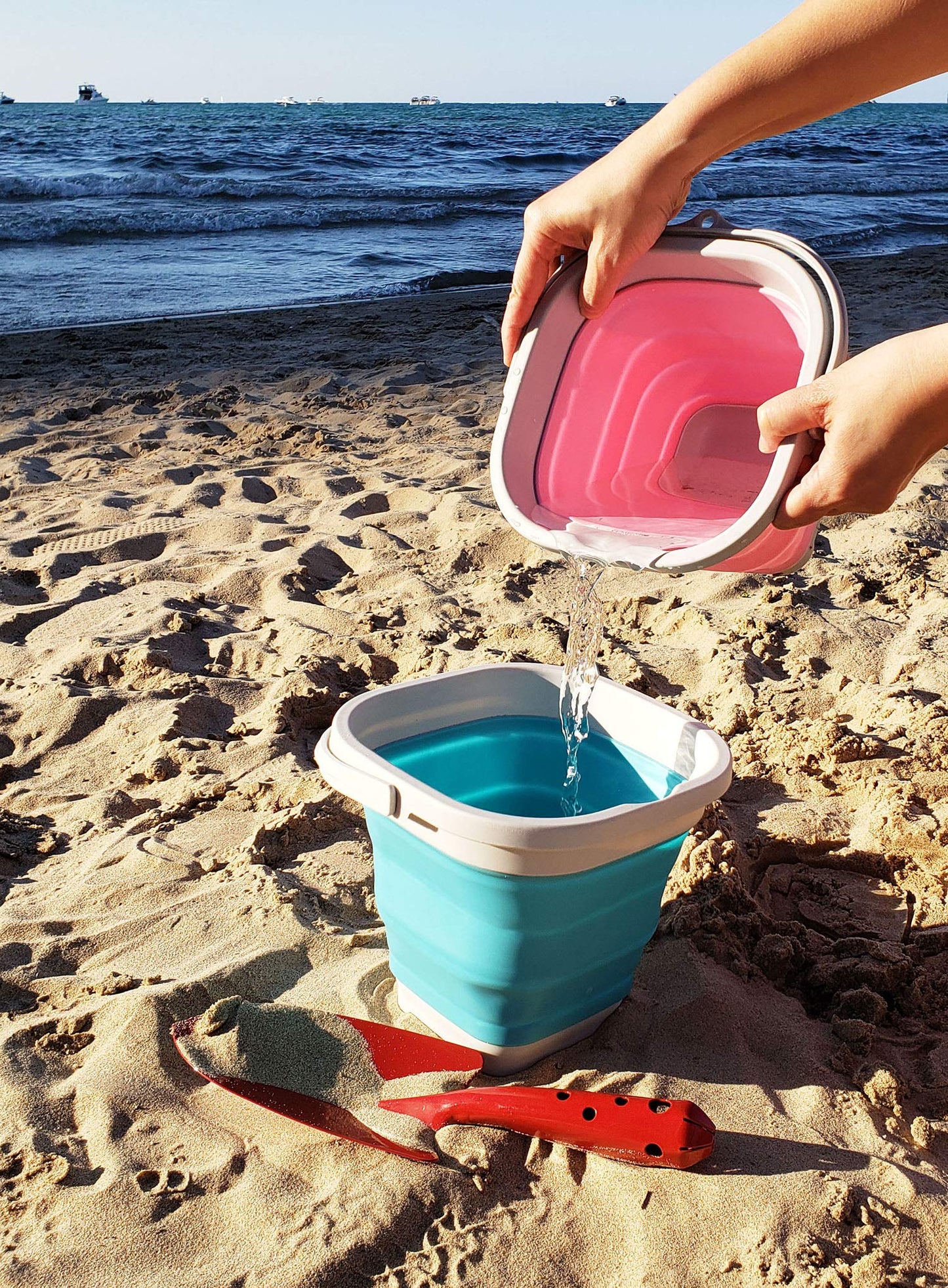 Sammart Set Of 2-2.6L (0.68 Gallon) Super Mini Sqare Collapsible Plastic Bucket - Foldable Square Tub - Portable Fishing Water P