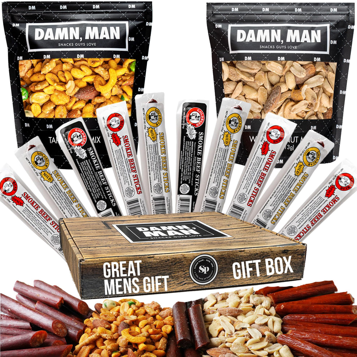 SUGAR PLUM Beef Jerky Gift Basket - 12pc Snack Variety Box, Unique Food Gift Idea for Men, Perfect for Birthdays and Care Packages