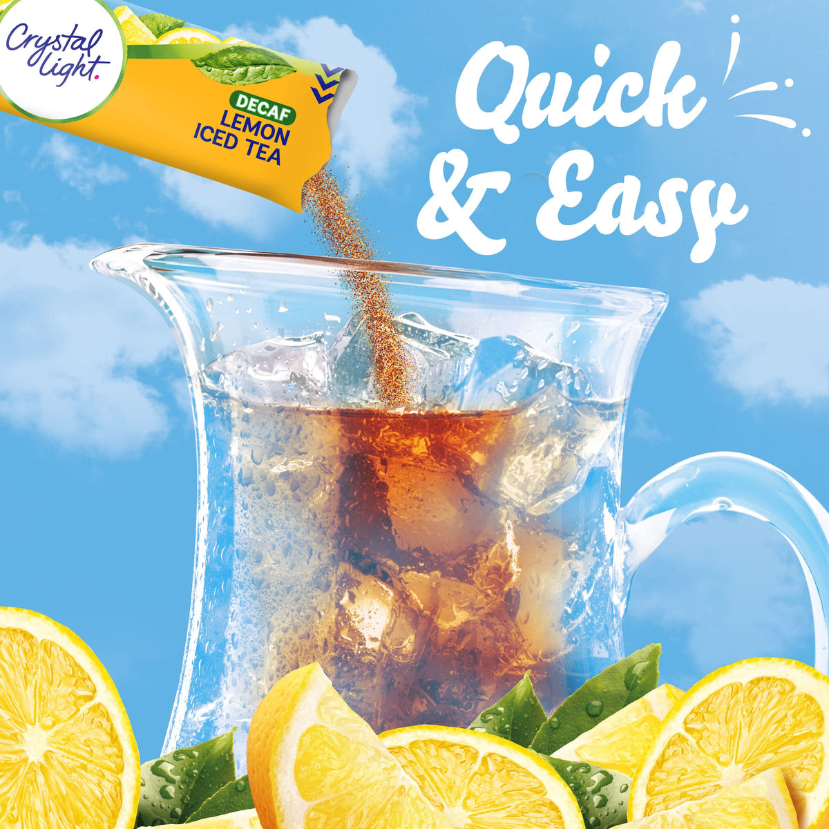 Crystal Light Sugar-Free Decaffeinated Lemon Iced Tea Naturally Flavored Powdered Drink Mix 4 Count Pitcher Packets