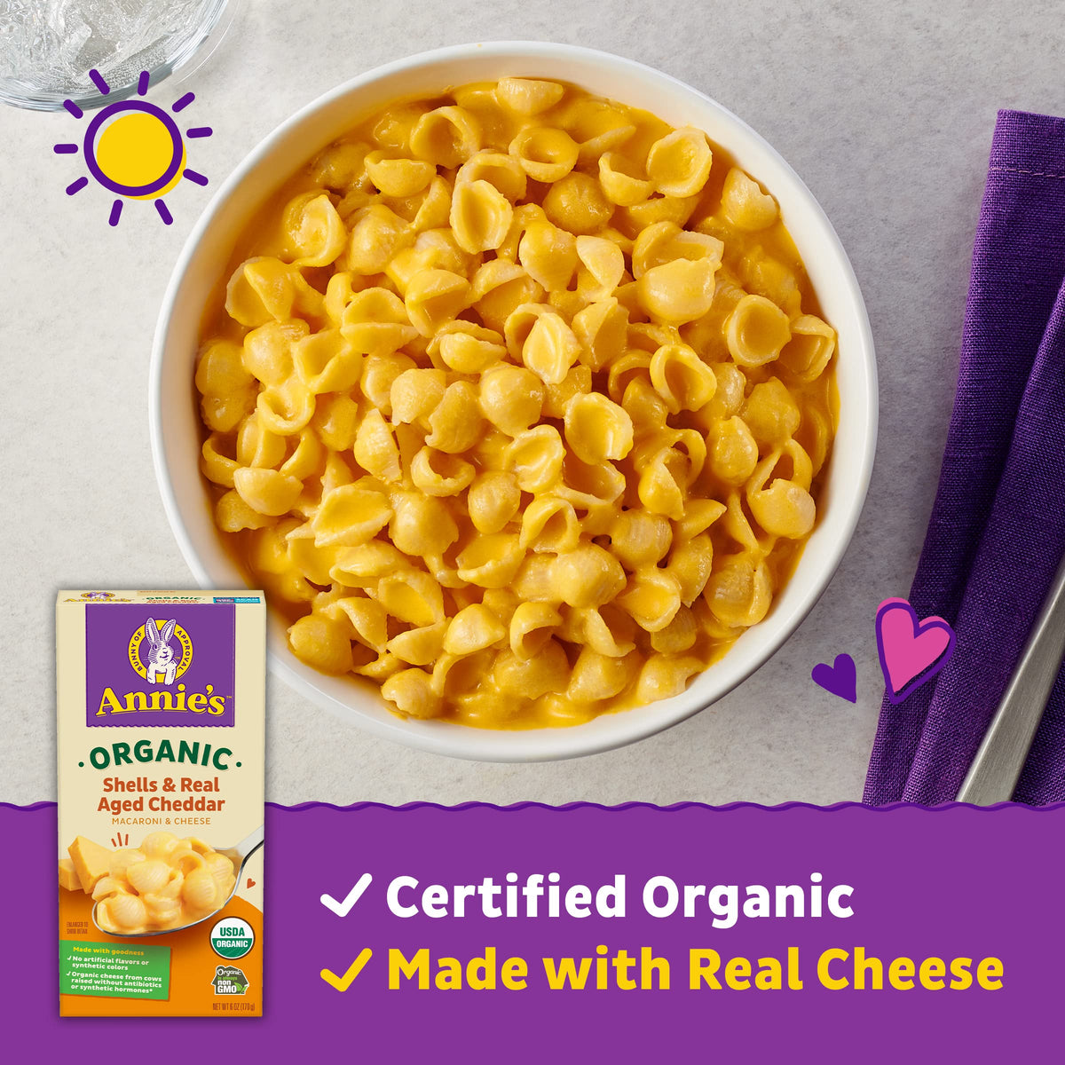 Annies Homegrown Organic Mac and Cheese Dinner, Real Aged Cheddar, 6 Ounce