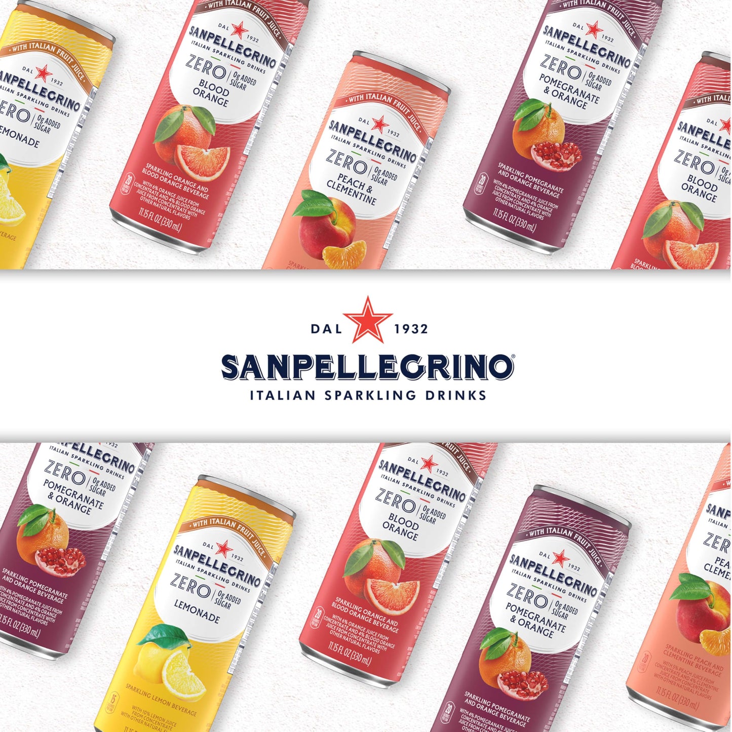 Sanpellegrino Italian Sparkling Drink, Zero Sugar, Blood Orange, 6 Cans 66.9 fl oz