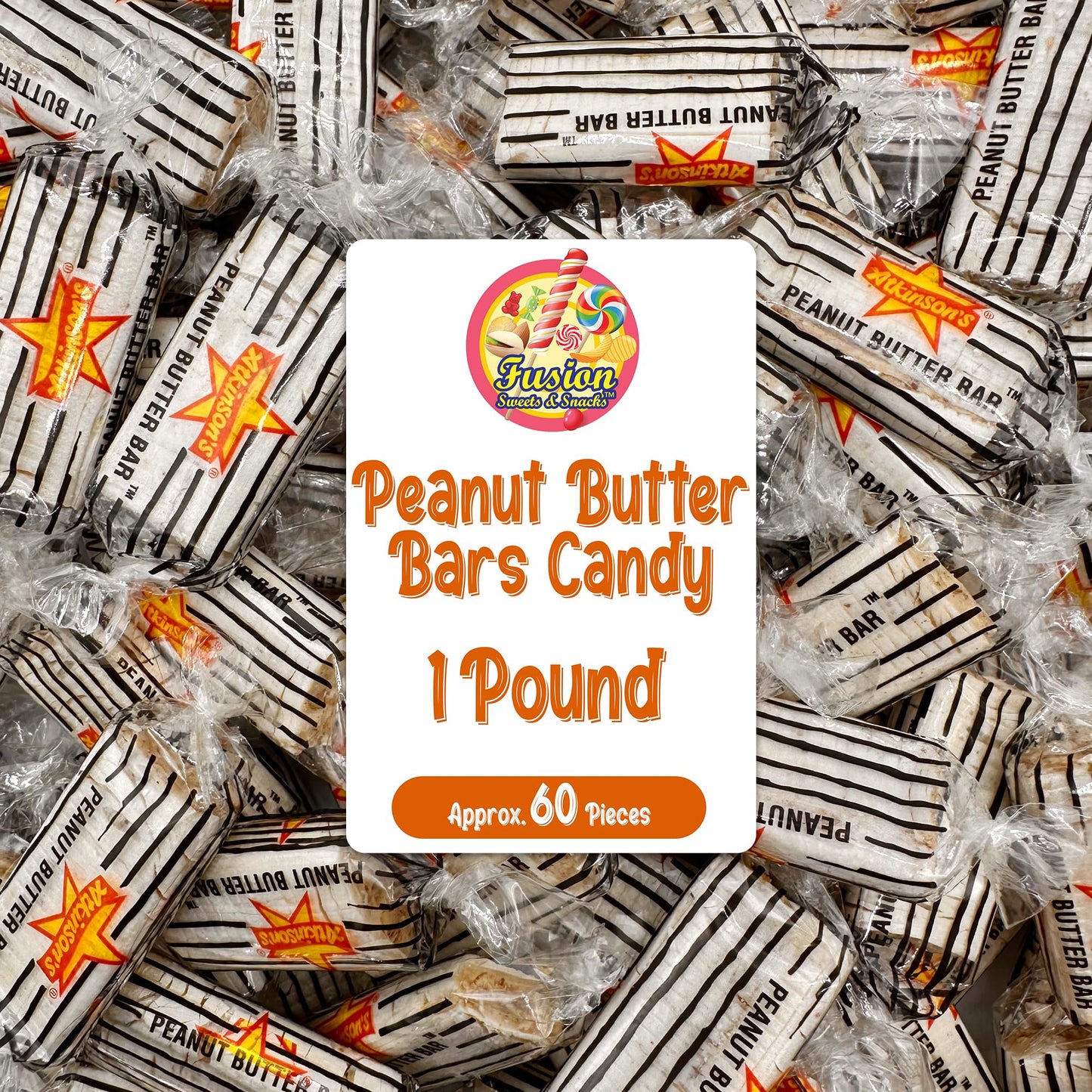 Peanut Butter Bars Candy - 1 Pound (Approx 60 Pieces), Peanut Butter Candy Bars In Bulk Bag, Individually Wrapped Old Fashioned 