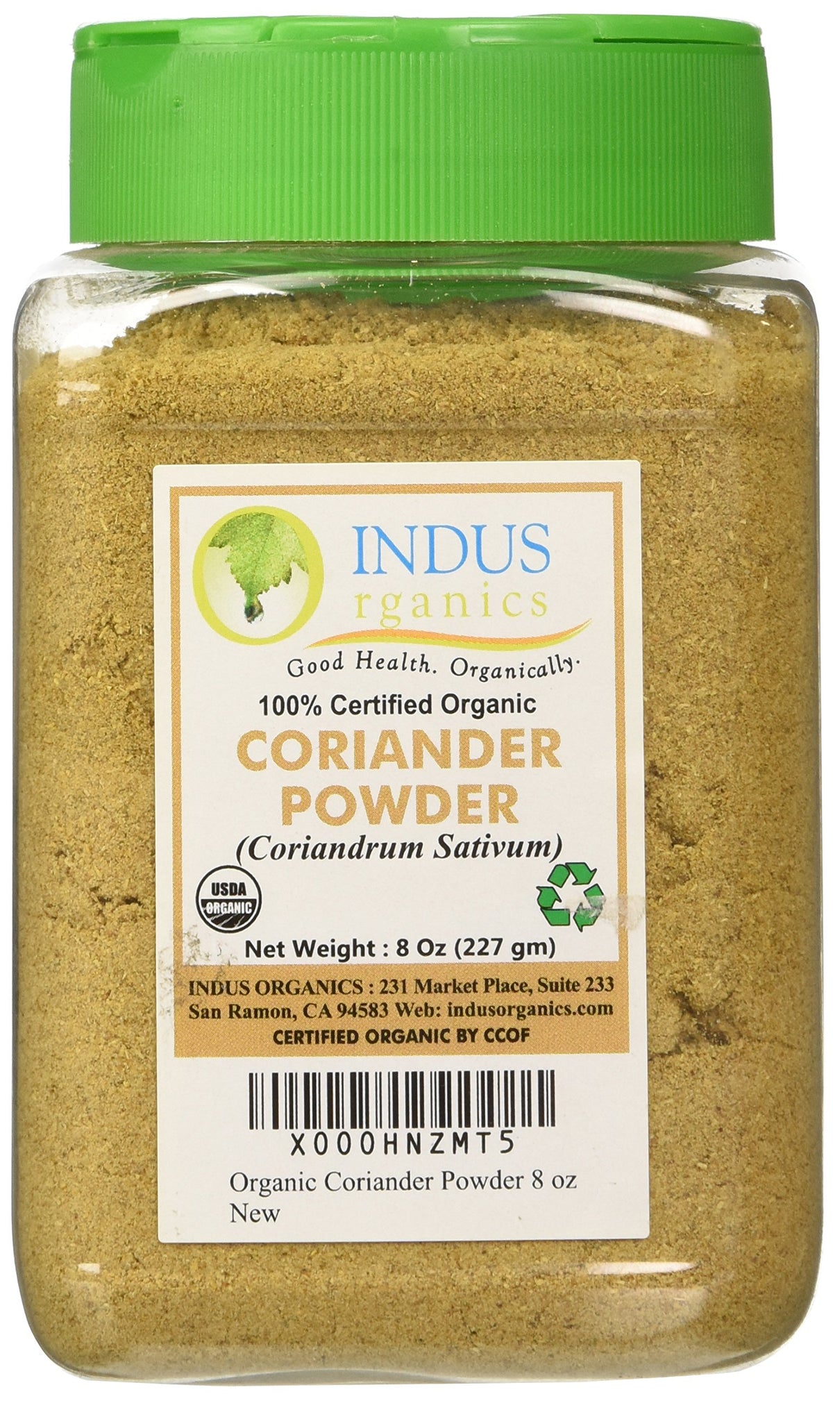 Indus Organics Coriander Seeds Powder, 8 Oz Jar, Premium Grade, High Purity, Freshly Packed