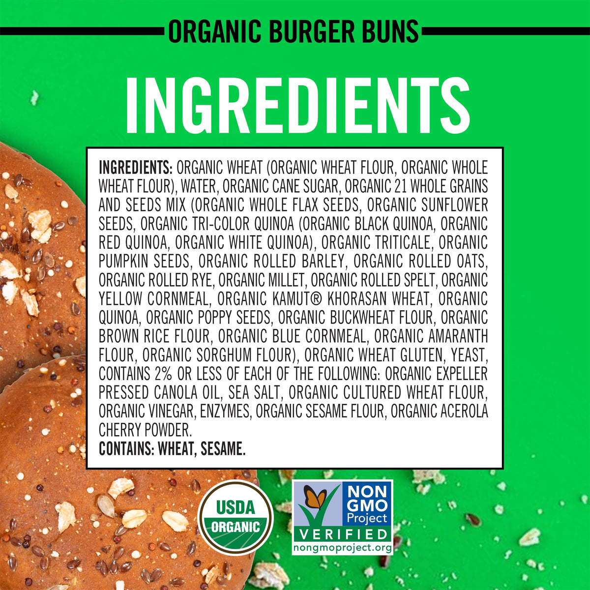 Daves Killer Bread 21 Whole Grains & Seeds Burger Buns, Organic Hamburger Buns, 8 Count