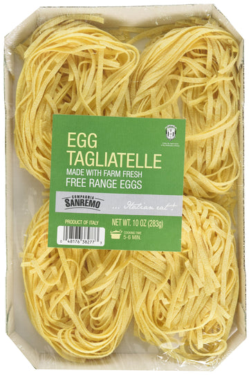Compagnia Sanremo Pasta Italian Egg Tagliatelle Pasta - Non-Gmo, Free Range Egg Traditional Tagliatelle - 10 Oz (Pack Of 1) - Pr