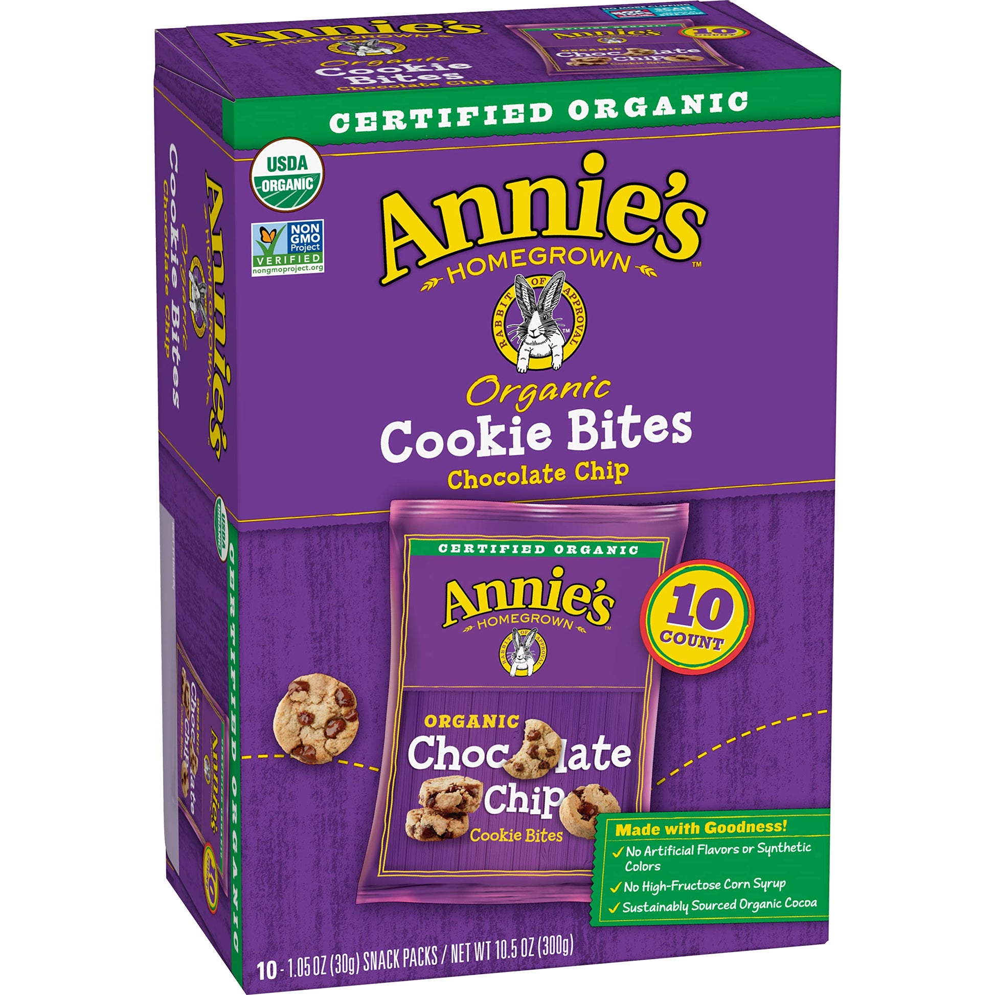 Annies Organic Chocolate Chip Cookie Bites, 10 Packets, 10.5 oz.