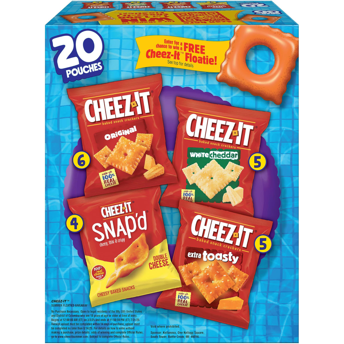 Cheez-It Cheese Crackers, Baked Snack Crackers, Lunch Snacks, Grab n Go, Variety Pack, 19.1oz Box (20 Packs)
