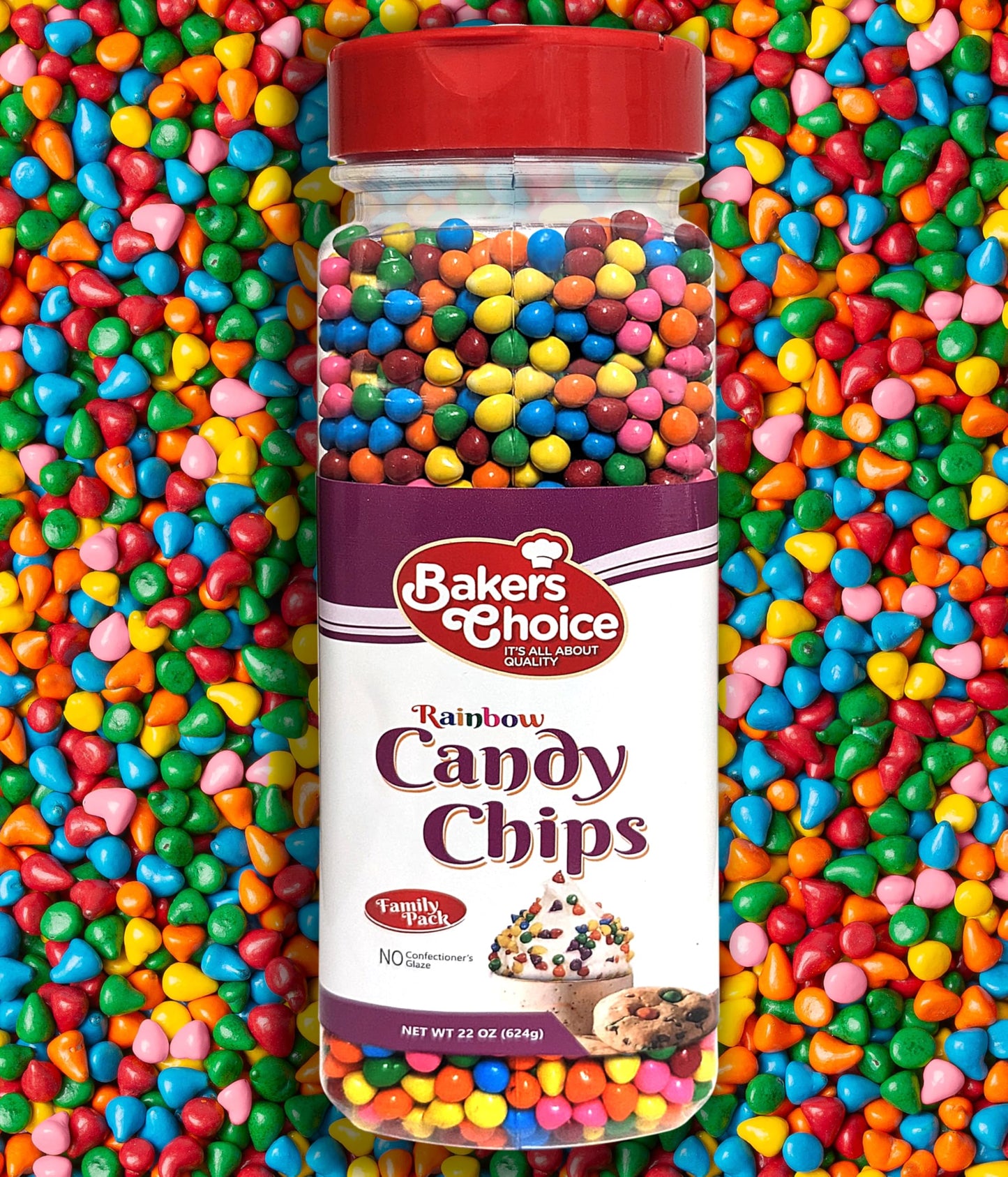 Rainbow Candy Coated Chocolate Chips - Dairy Free, Kosher - 22 oz. - Bakers Choice