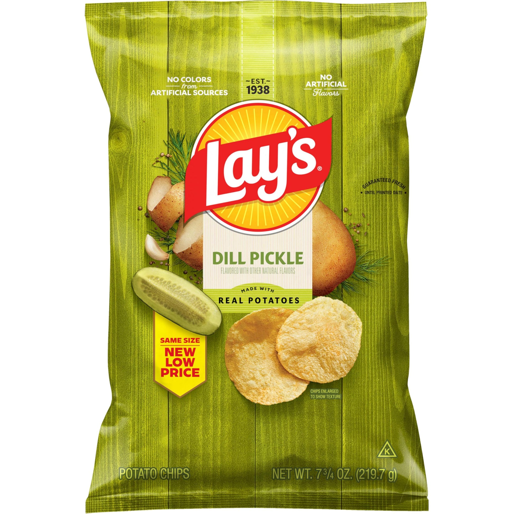 Lays Potato Chips Dill Pickle Flavor, 7.75 Oz