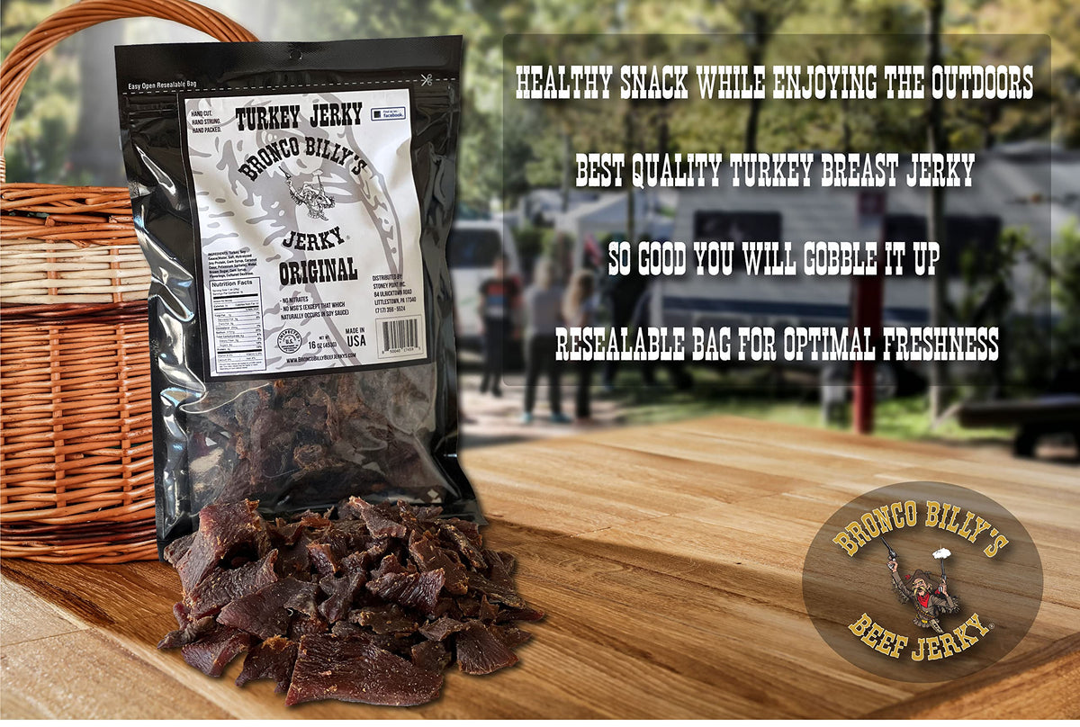 Bronco Billy'S Turkey Jerky Original Flavor One Pound Resealable Bag