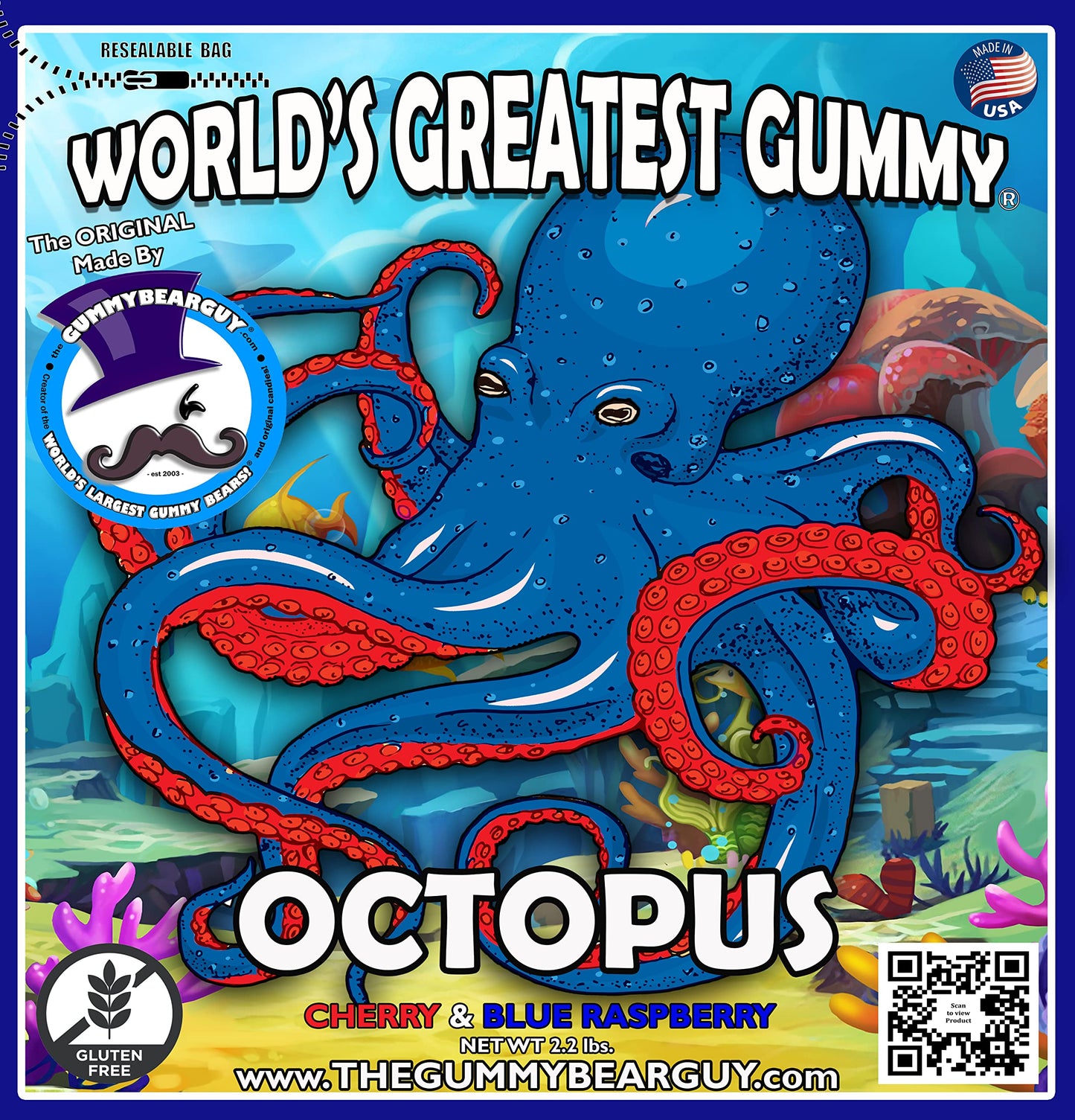 The Gummy Bear Guy | Gummy Octopus - Cherry with Blue Raspberry