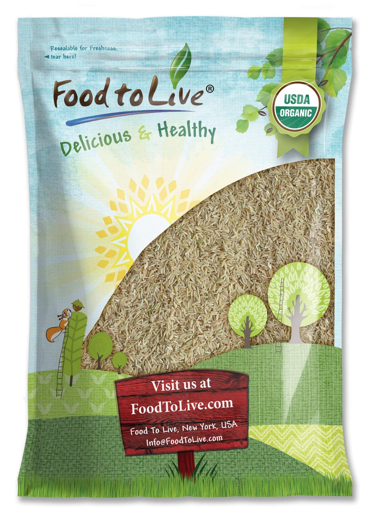 Food to Live Organic Long Grain Brown Rice, 8 Pounds - Non-GMO, Whole Grain, Raw, Non-Irradiated, Kosher, Vegan, Bulk. Chewy Tex