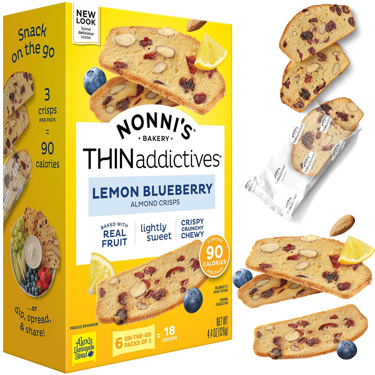 Nonni'S Thinaddictives Almond Thin Cookies - Lemon Blueberry Biscotti Italian Cookie Thin - Almond Cookie - Sweet Crunchy & Chew