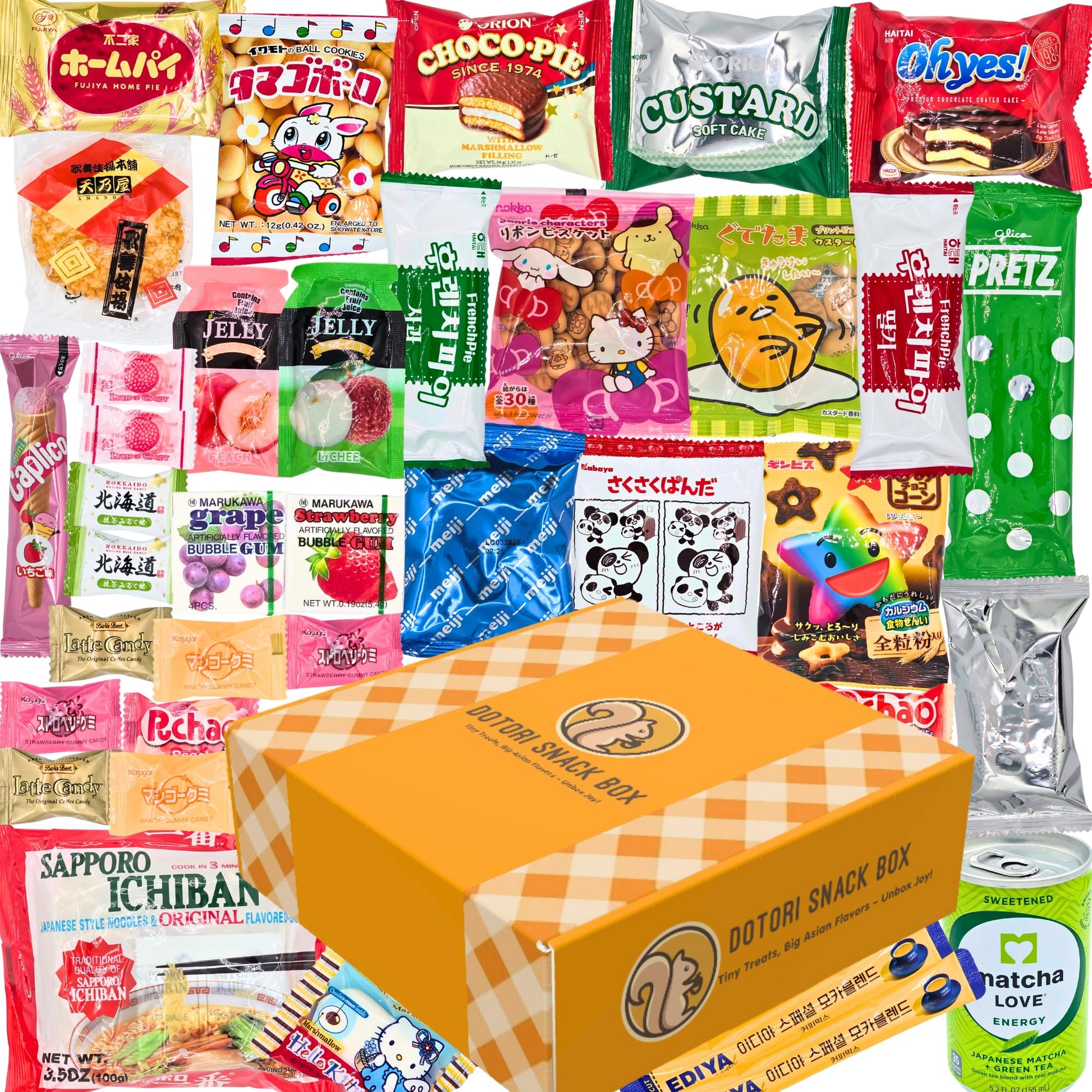 Dotori Snack Box Korean Snacks Japanese Snack Box (40 Counts) Asian Candy Sweet Savory Exotic Snacks Mystery Box, Care Package Bundle - Gift For Friends, Family, Loved Ones, Coworkers, Colleagues