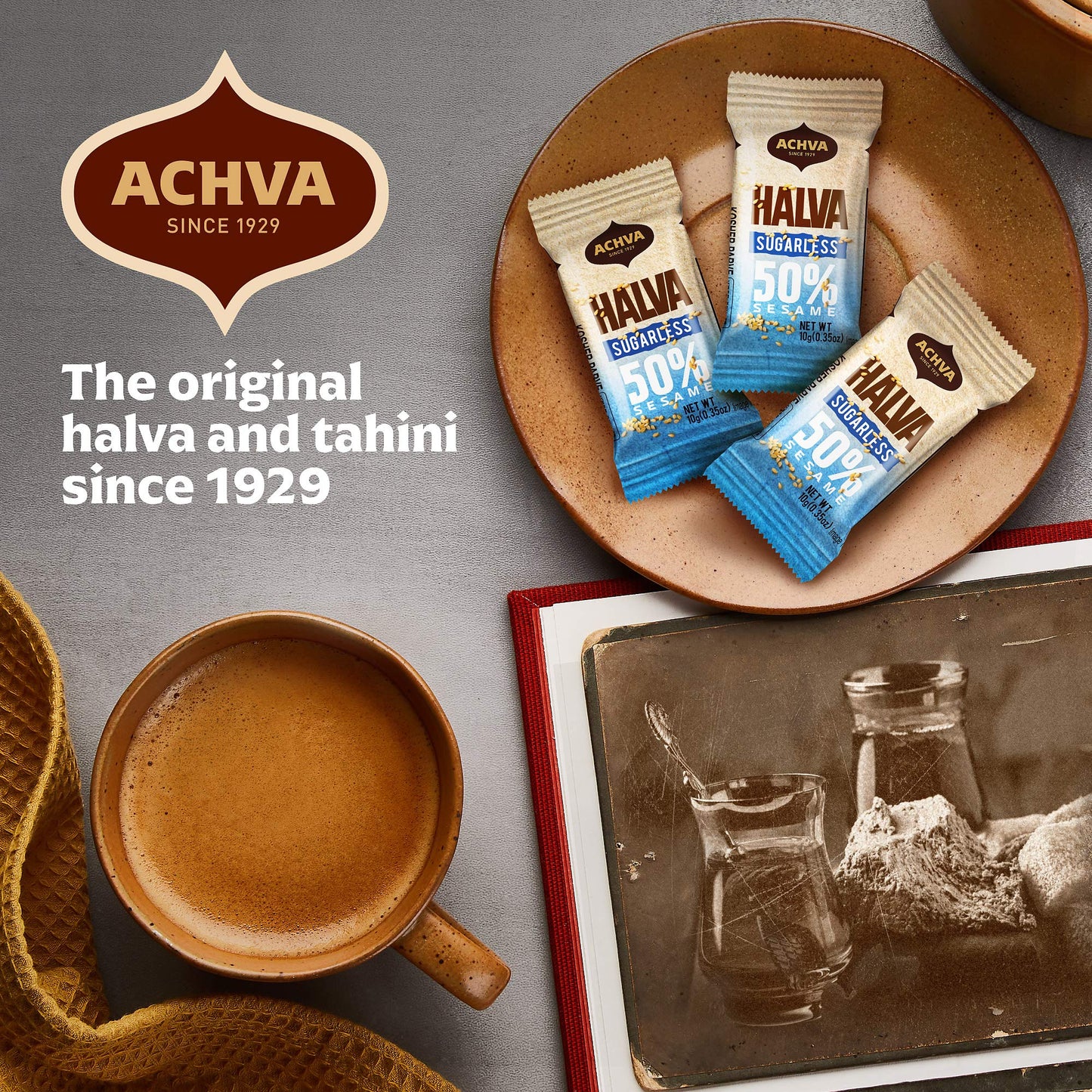 Halva Sugarless Tahini Bar Mini Snacks - Assortment Of 15 Snack-Sized Vanilla Flavor Halvah- Vegan, Kosher Snacks With No Gluten