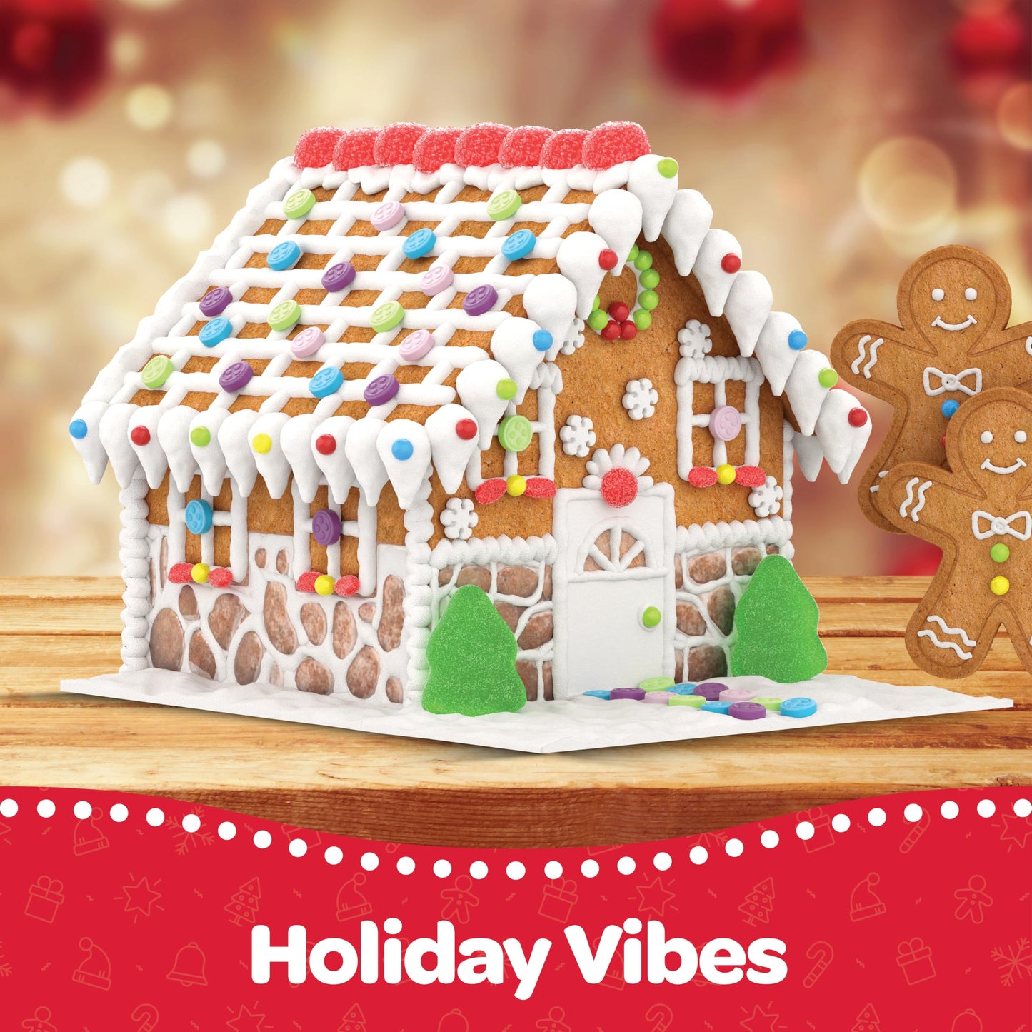 BIG Gingerbread House kit, [Set of 2] Gingerbread House, Holiday Activity for Kids - Ease Crafted Grooves Decor kit; 2 Houses, 4