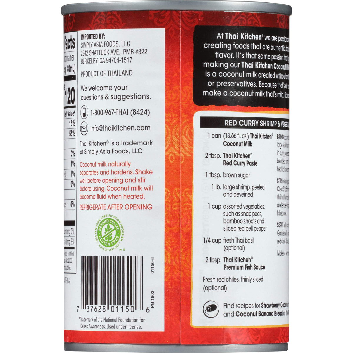 Thai Kitchen Gluten Free Unsweetened Coconut Milk, 13.66 fl oz