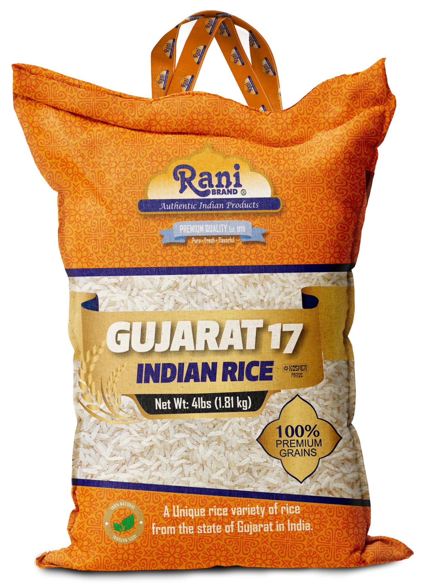 Rani Gujarat 17 Indian Rice 64oz (4lbs) 1.81kg Cloth Bag ~ All Natural | Gluten Friendly | Vegan | Kosher | Export Quality | Ind