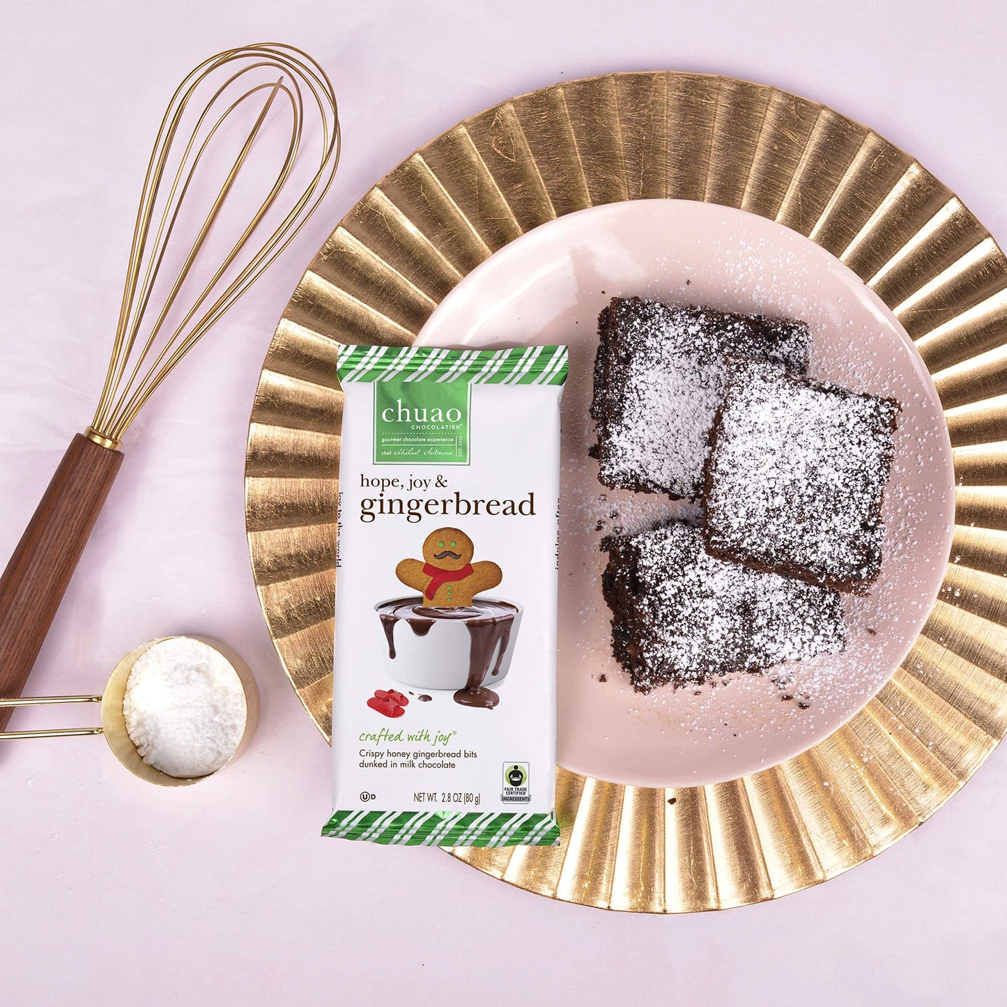 Chuao Chocolatier Hope, Joy & Gingerbread Milk Chocolate Bars | Gourmet Chocolate Honey Artisan European No Preservatives | For Gift Baskets, Christmas, Valentines Day, Gifts For Women, Men, Birthday, Thank You, Care Package | 3 Pack