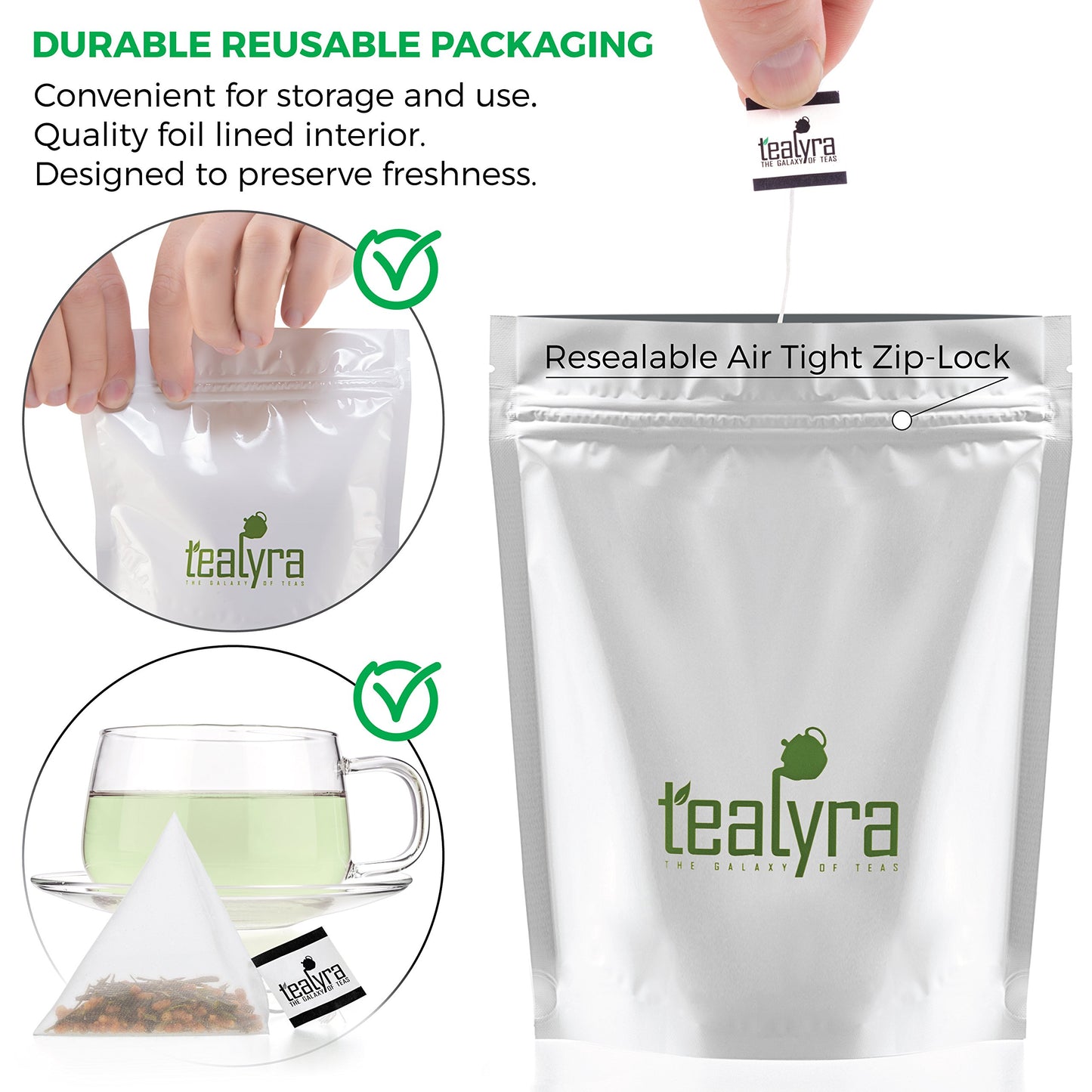 Tealyra Gen Mai Cha Supreme Green Tea - 25 Pyramids Sachets - Low Caffeine - Loose Leaf